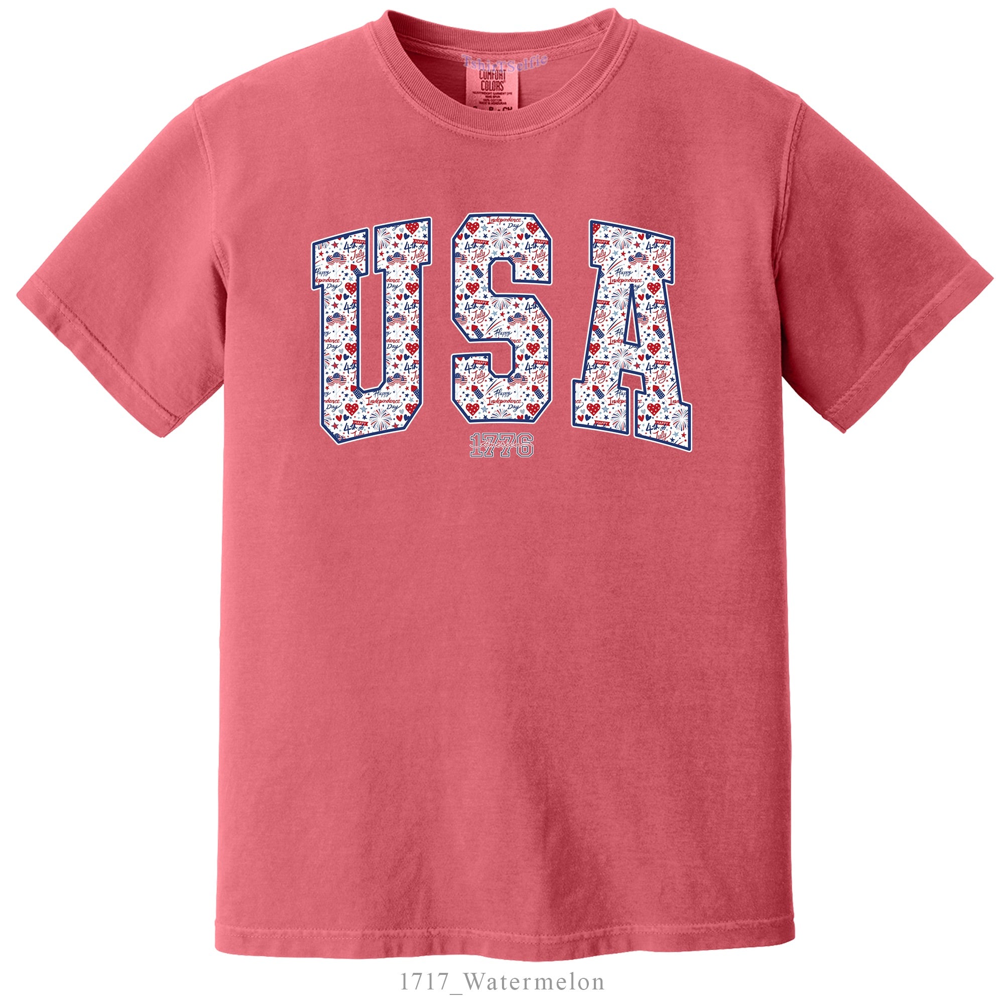 USA Flag T-Shirt Blue Jean Comfort Colors 1776 Independence Day Patriotic Top