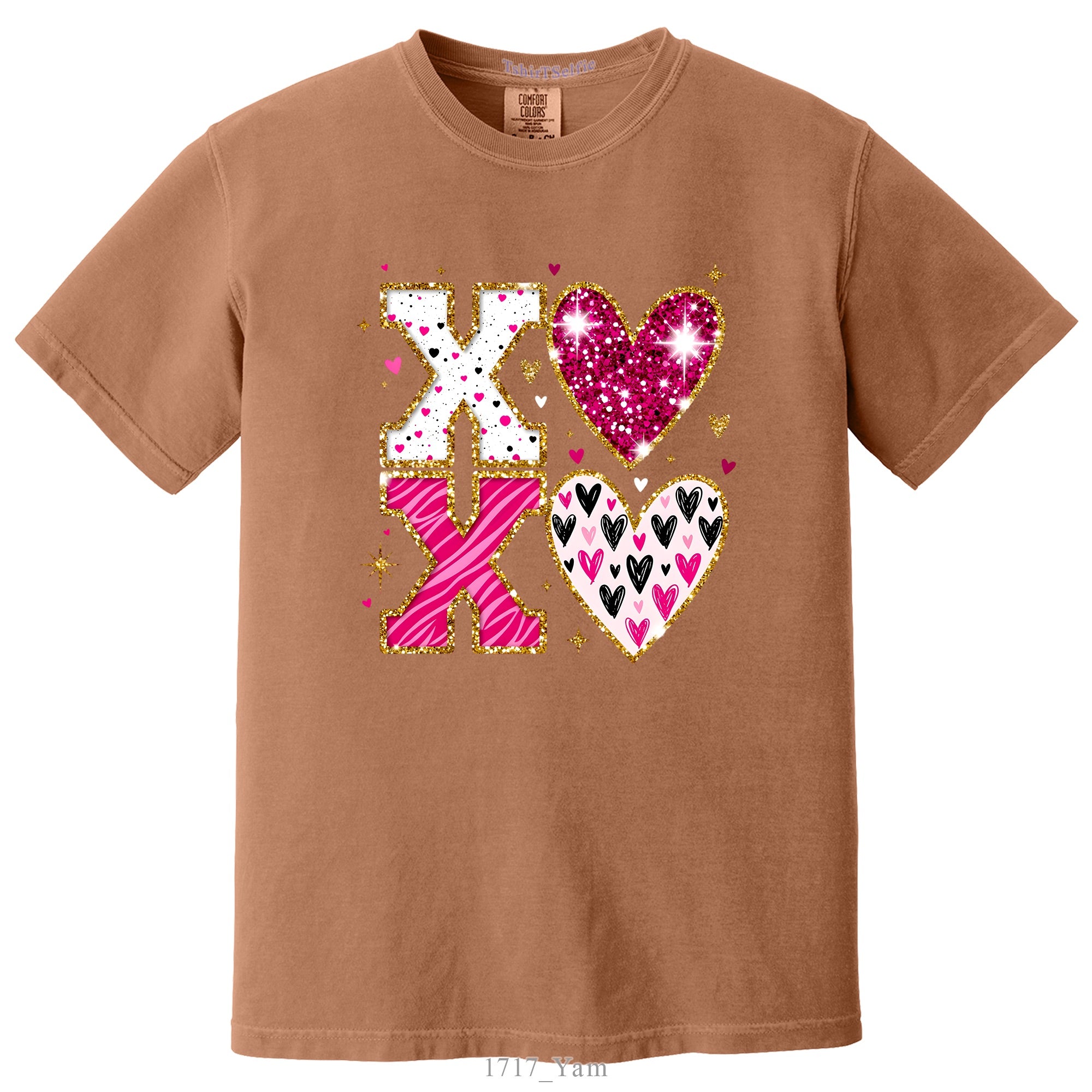 Sparkling XOXO Valentines Day Themed DTF Printed T-Shirt