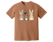 Easter Leopard and Checkerboard Patterned Modern Bunny DTF Printed T-Shirt