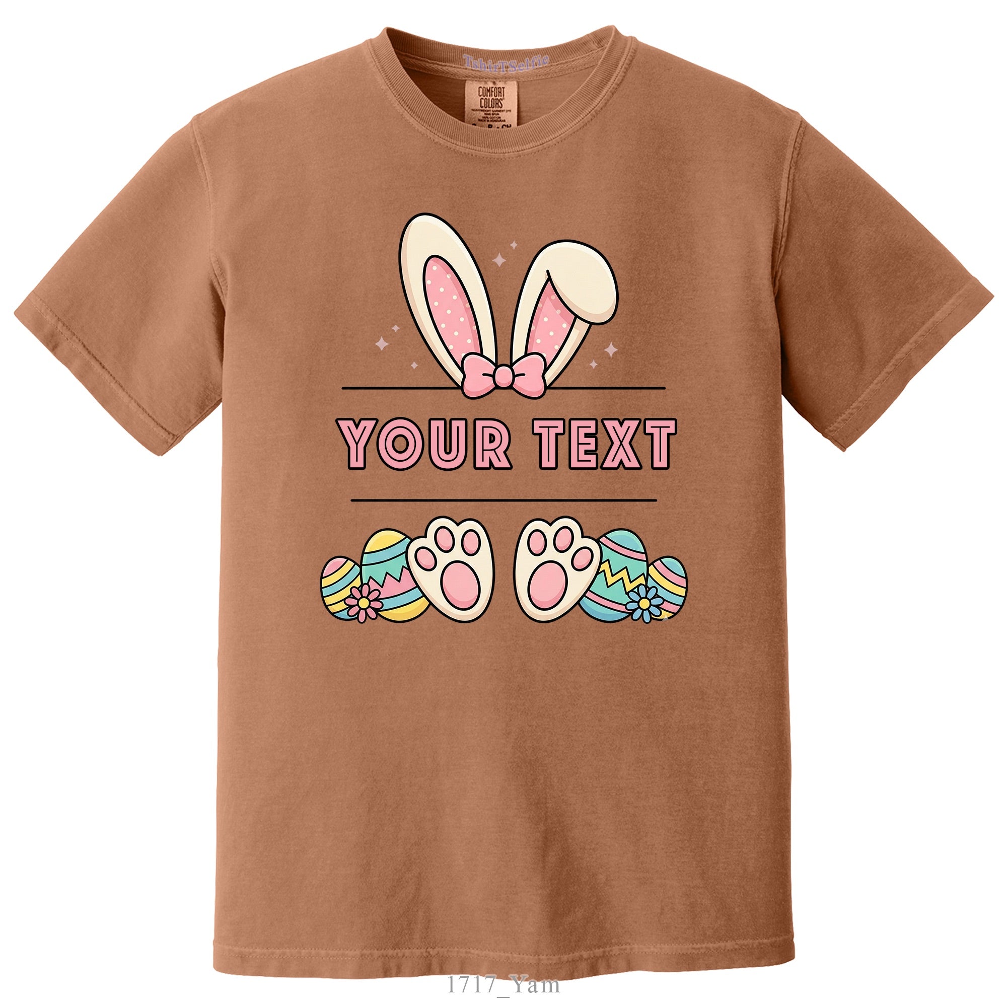 Easter Bunny Ears and Feet Themed DTF Printed Customizable T-Shirt