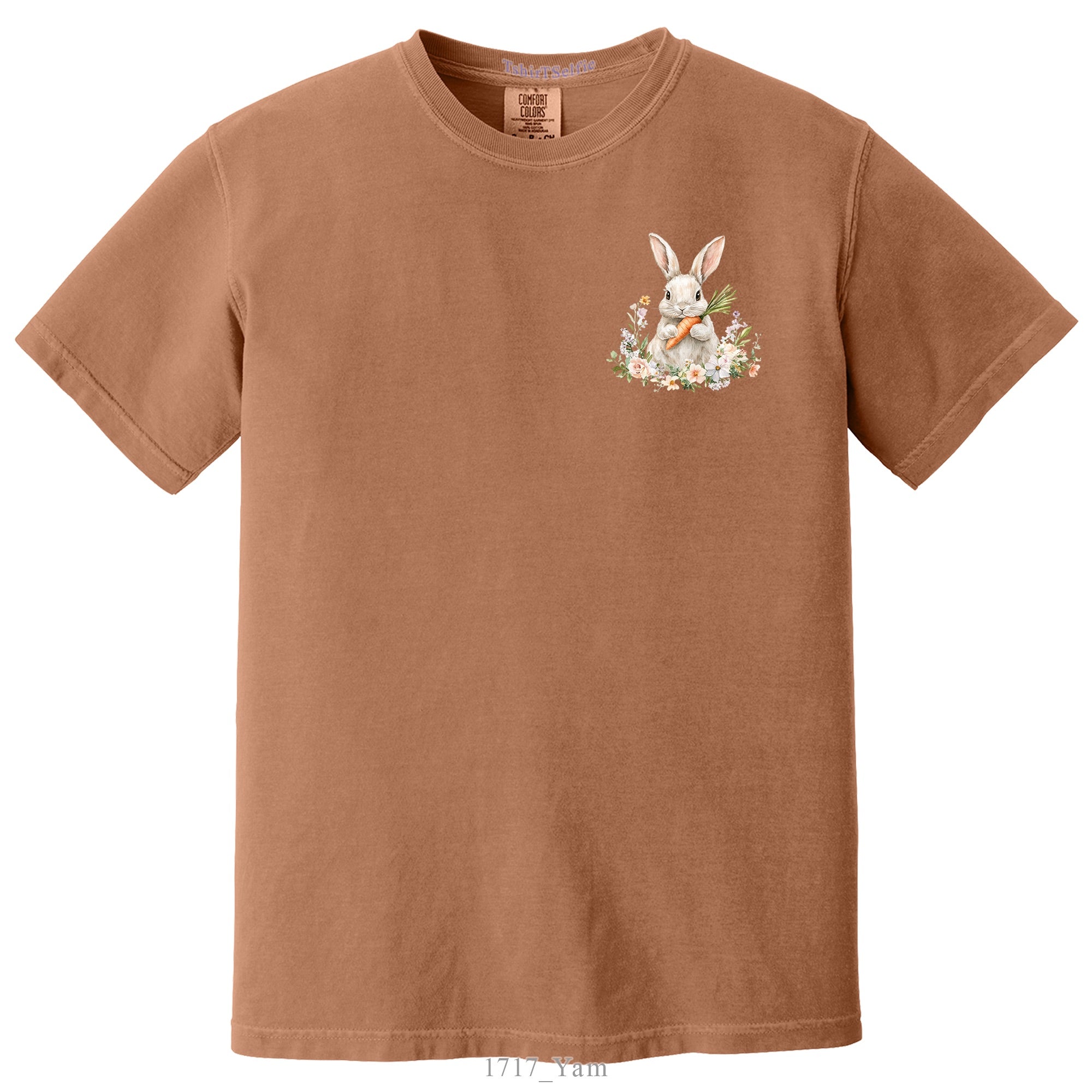Patchwork Pattern Bunny with Heart Glasses Easter DTF Printed T-Shirt