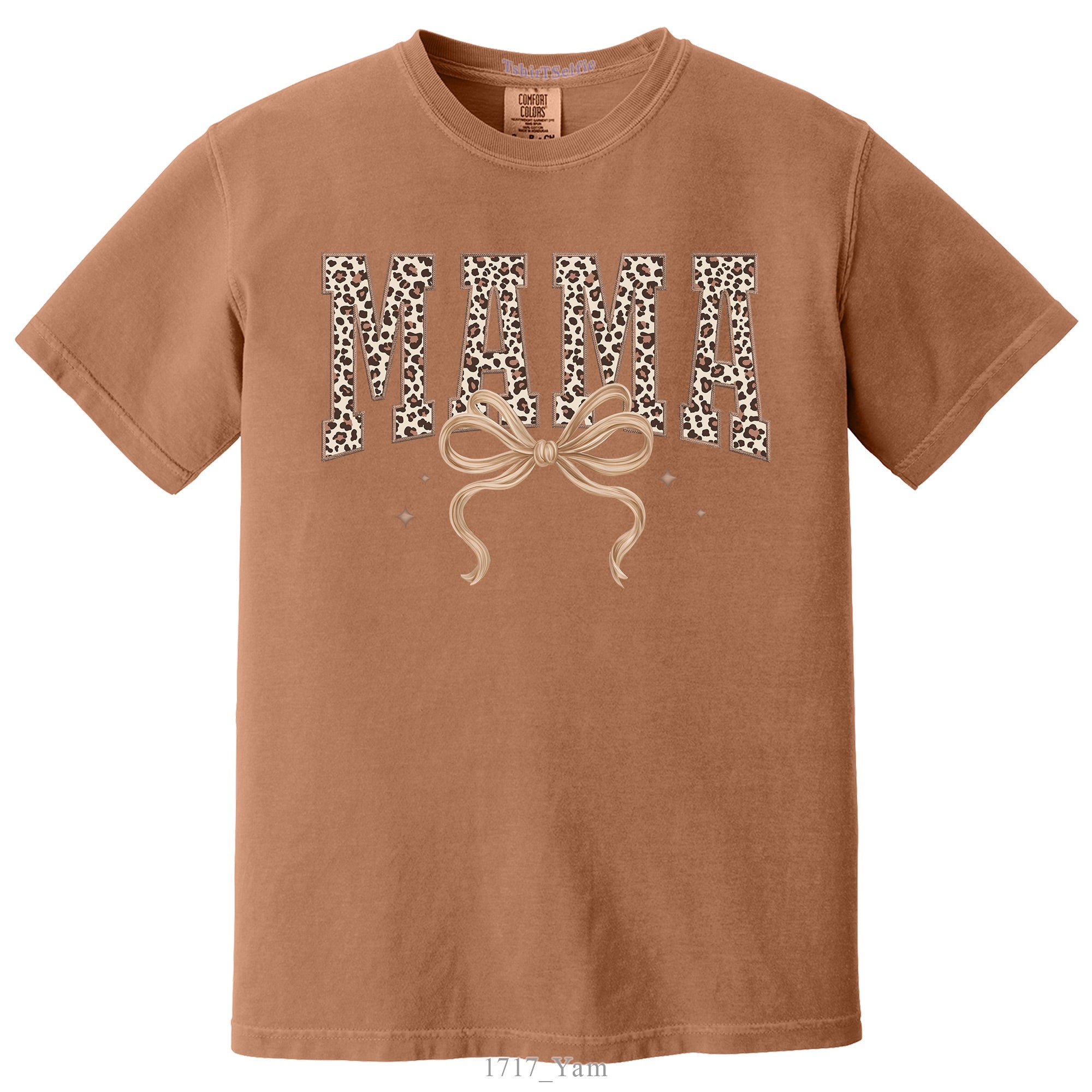 Leopard Print Mama Lettered with Bow Detail DTF Printed T-Shirt