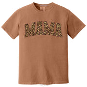 Leopard Print Mama Ivory Comfort Colors 1717 T-Shirt, Varsity Style Motherhood Graphic Tee