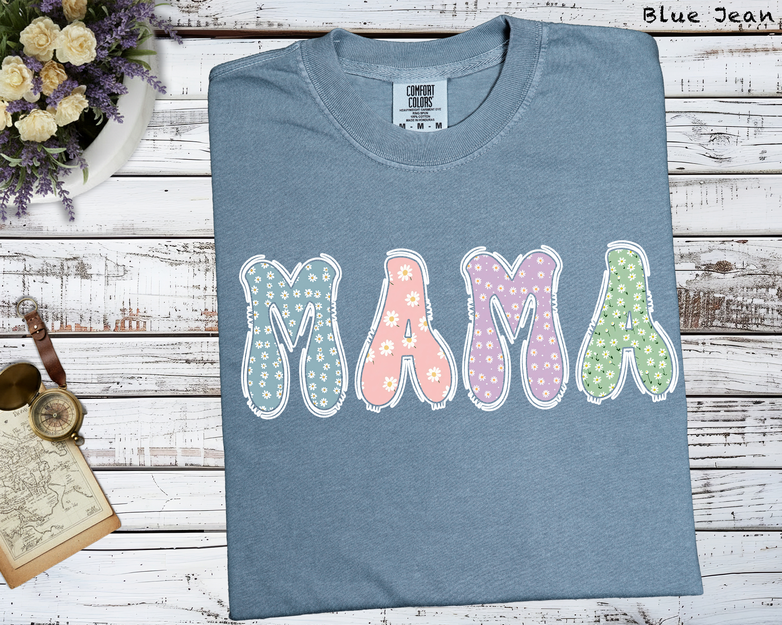Daisy Floral Mama Shirt Pink Comfort Colors Pastel Flower Mother's Day Gift