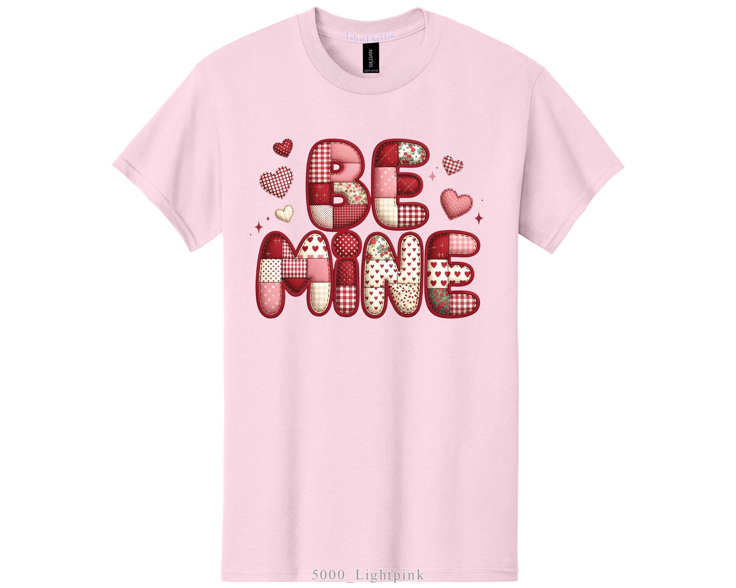Be Mine Patchwork Heart Valentine’s Day T-Shirt - Retro Aesthetic Comfort Fit Graphic Tee