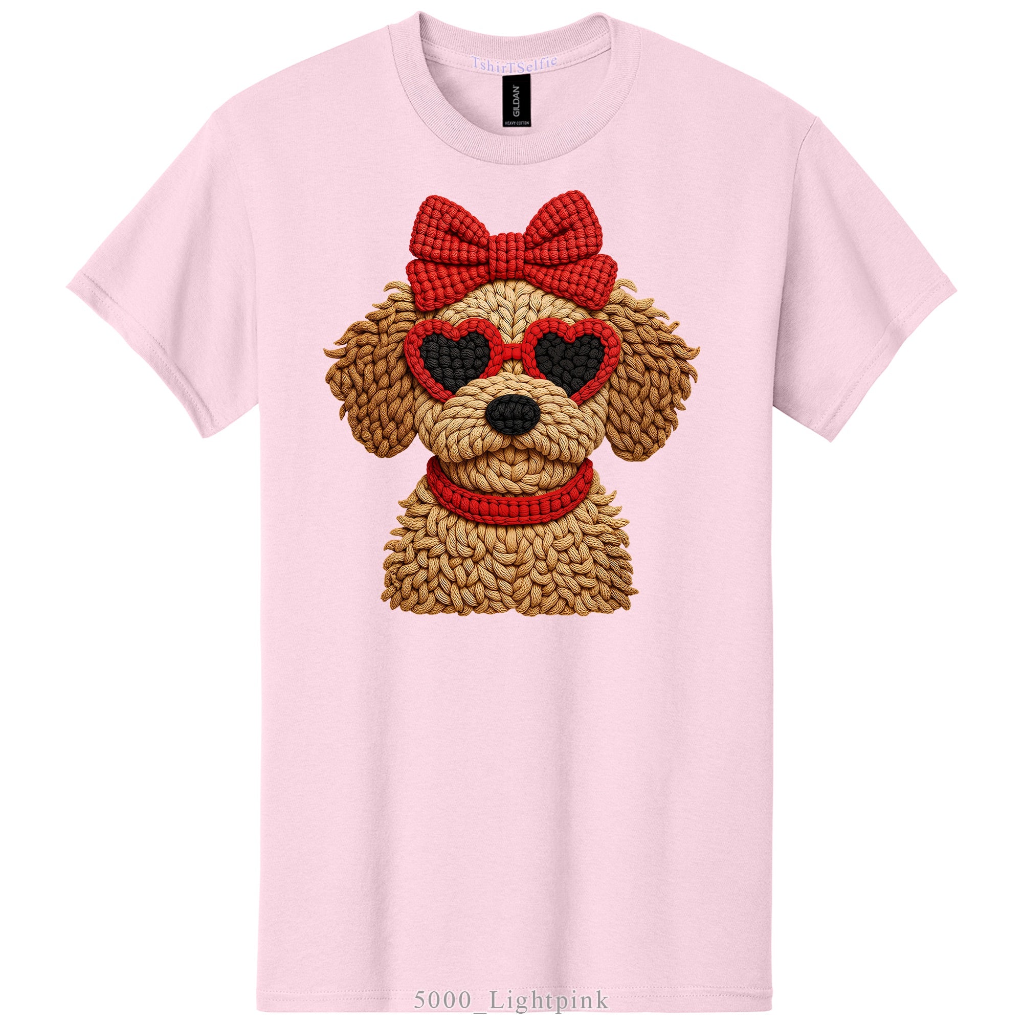 Pepper Gray Heart Sunglasses Goldendoodle Graphic Tee - 3D Knit Effect Digital Print