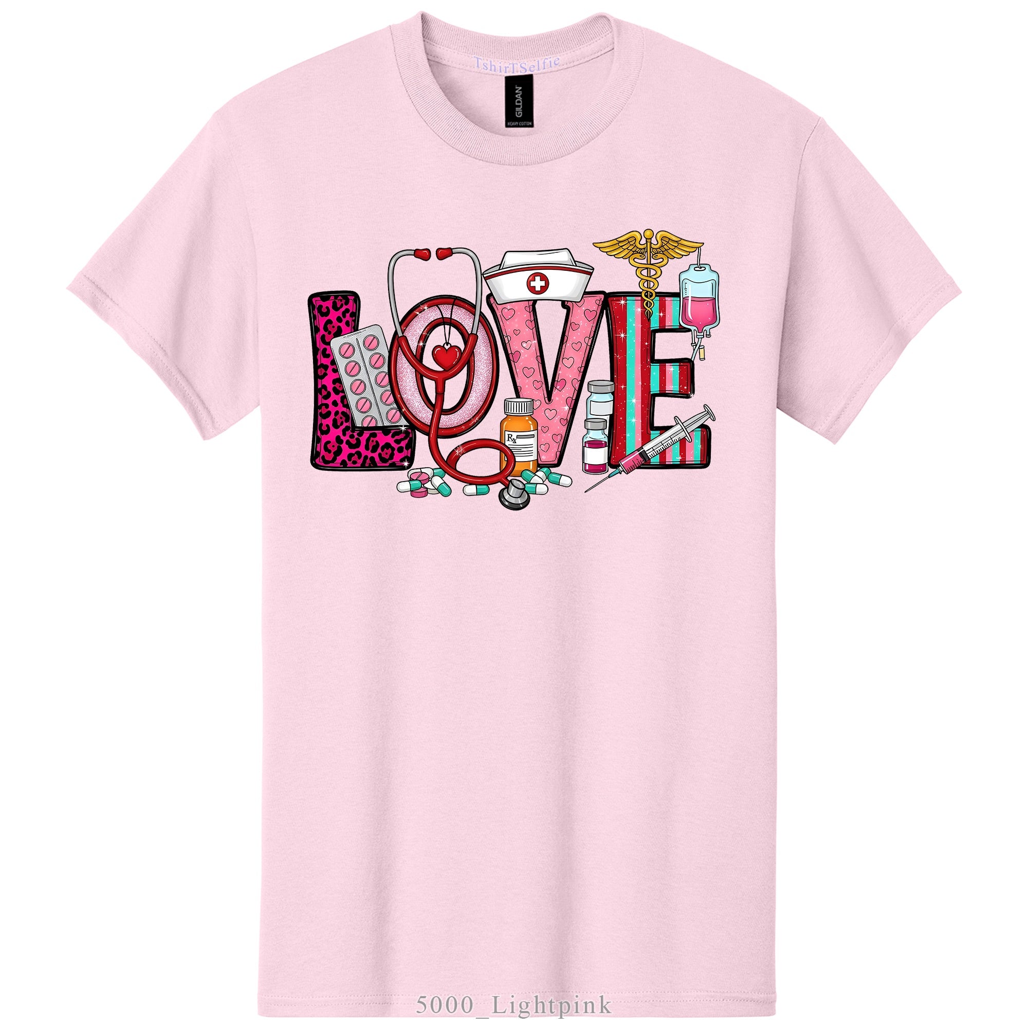 Nurse Themed 'Love' Word DTF Printed T-Shirt