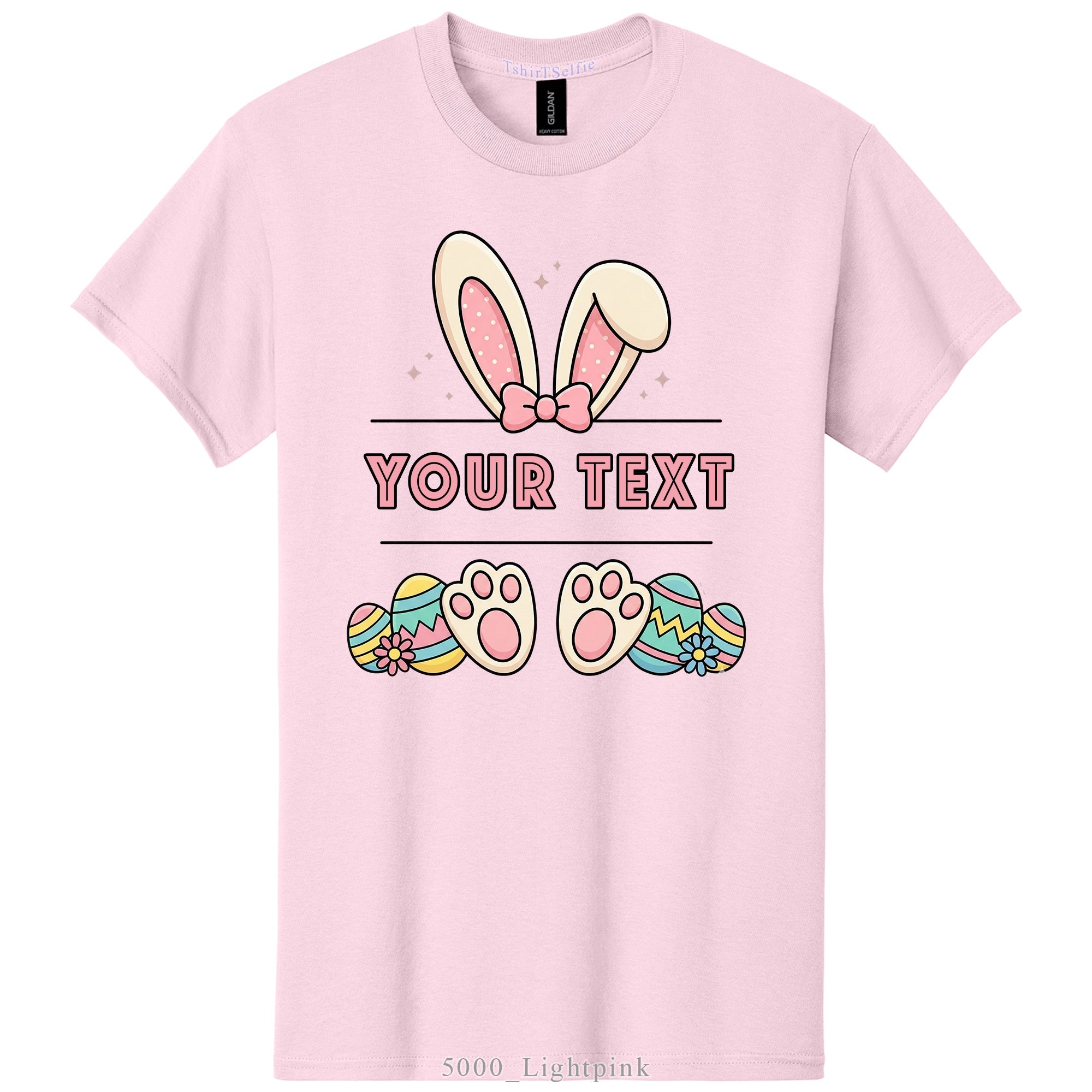 Easter Bunny Ears and Feet Themed DTF Printed Customizable T-Shirt