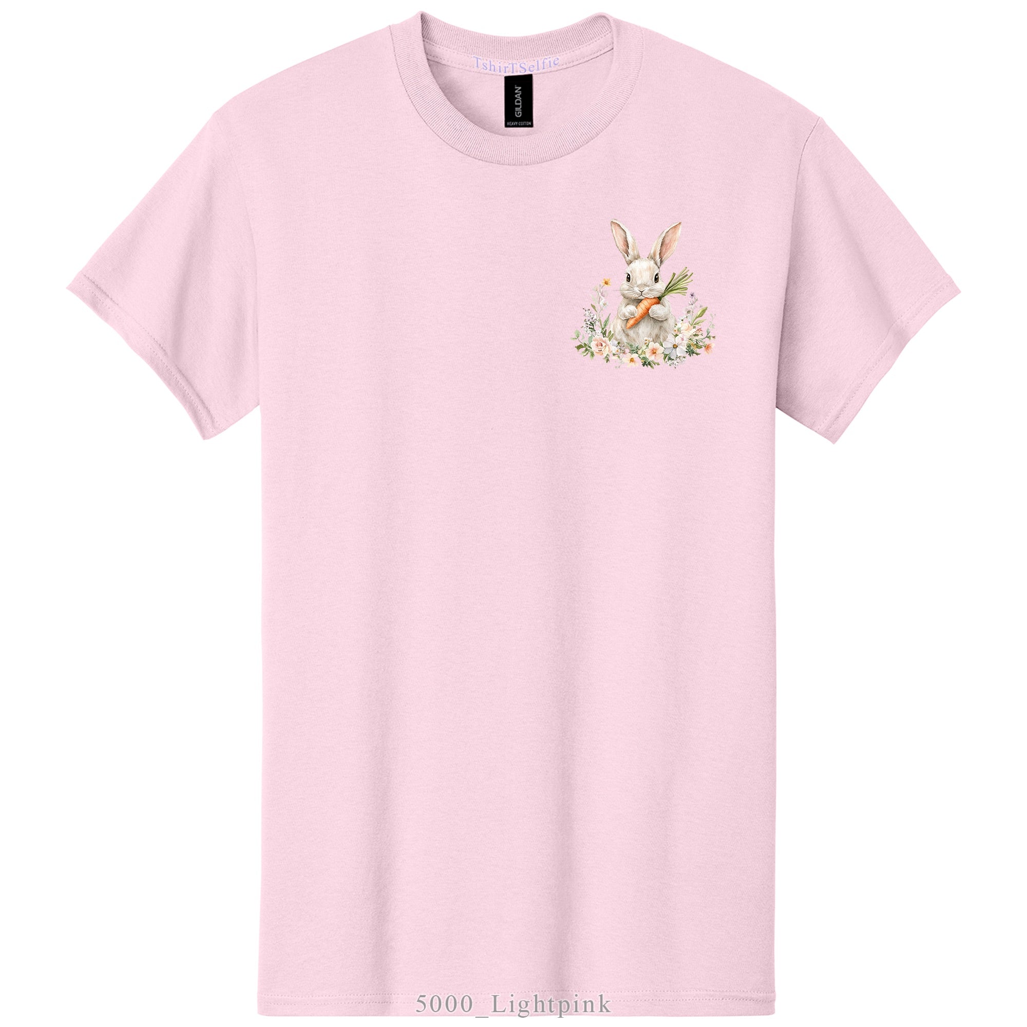 Patchwork Pattern Bunny with Heart Glasses Easter DTF Printed T-Shirt