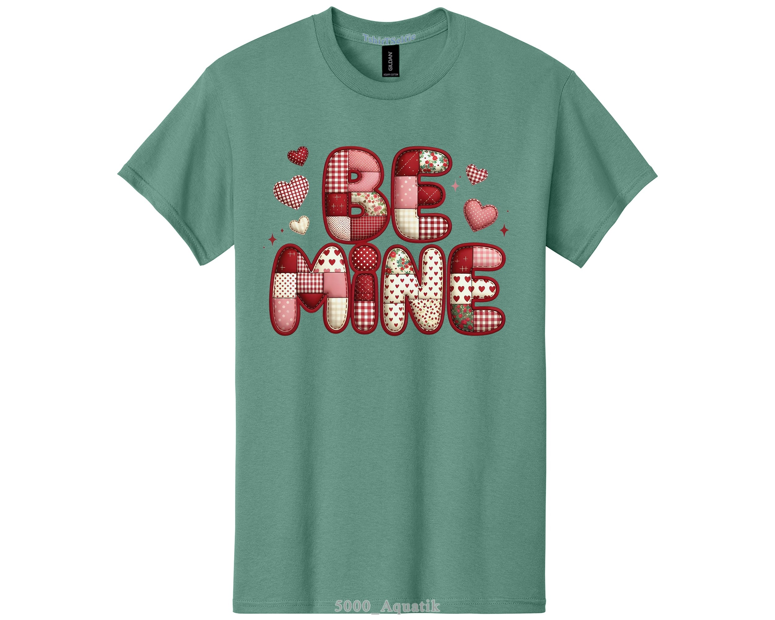 Be Mine Patchwork Heart Valentine’s Day T-Shirt - Retro Aesthetic Comfort Fit Graphic Tee