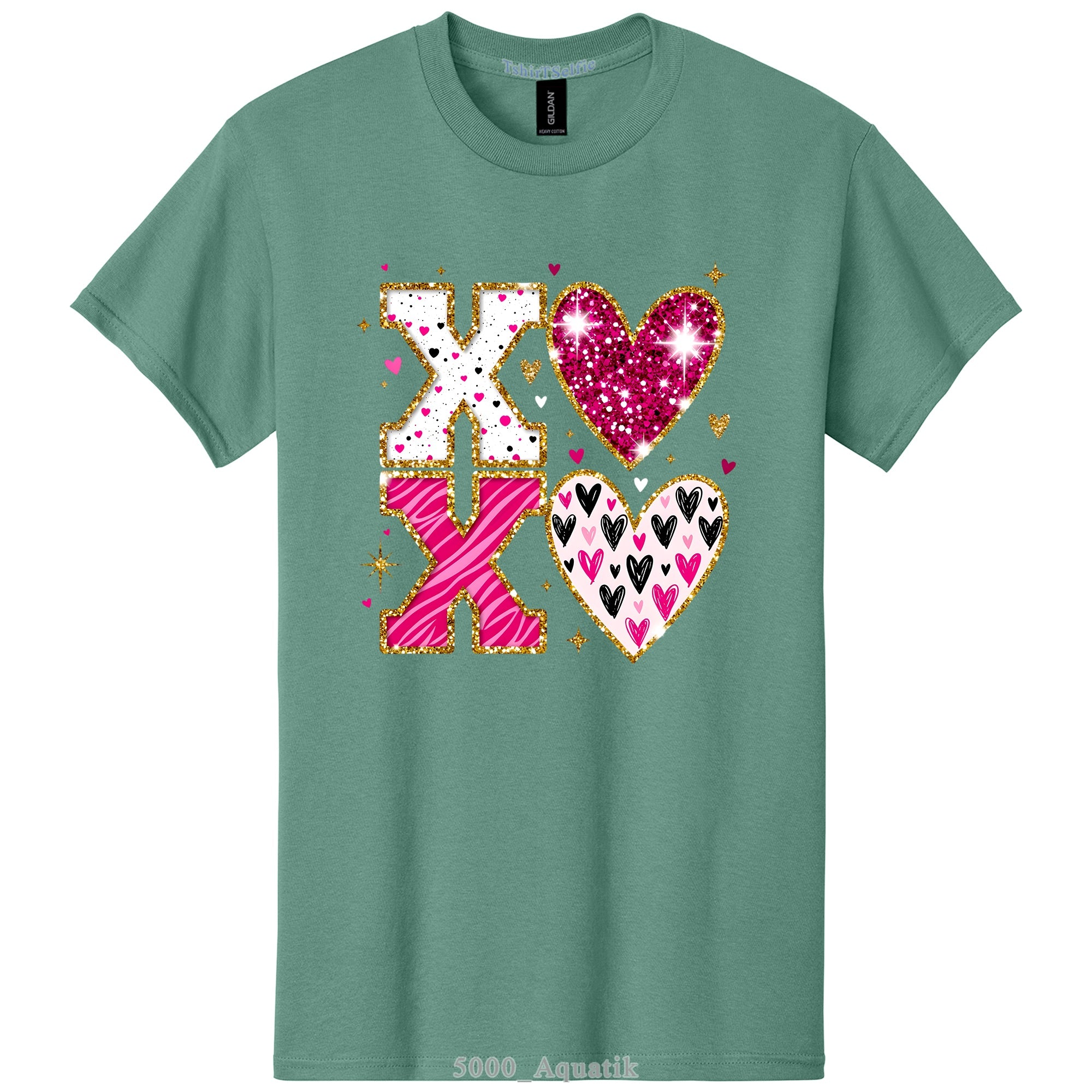 Sparkling XOXO Valentines Day Themed DTF Printed T-Shirt