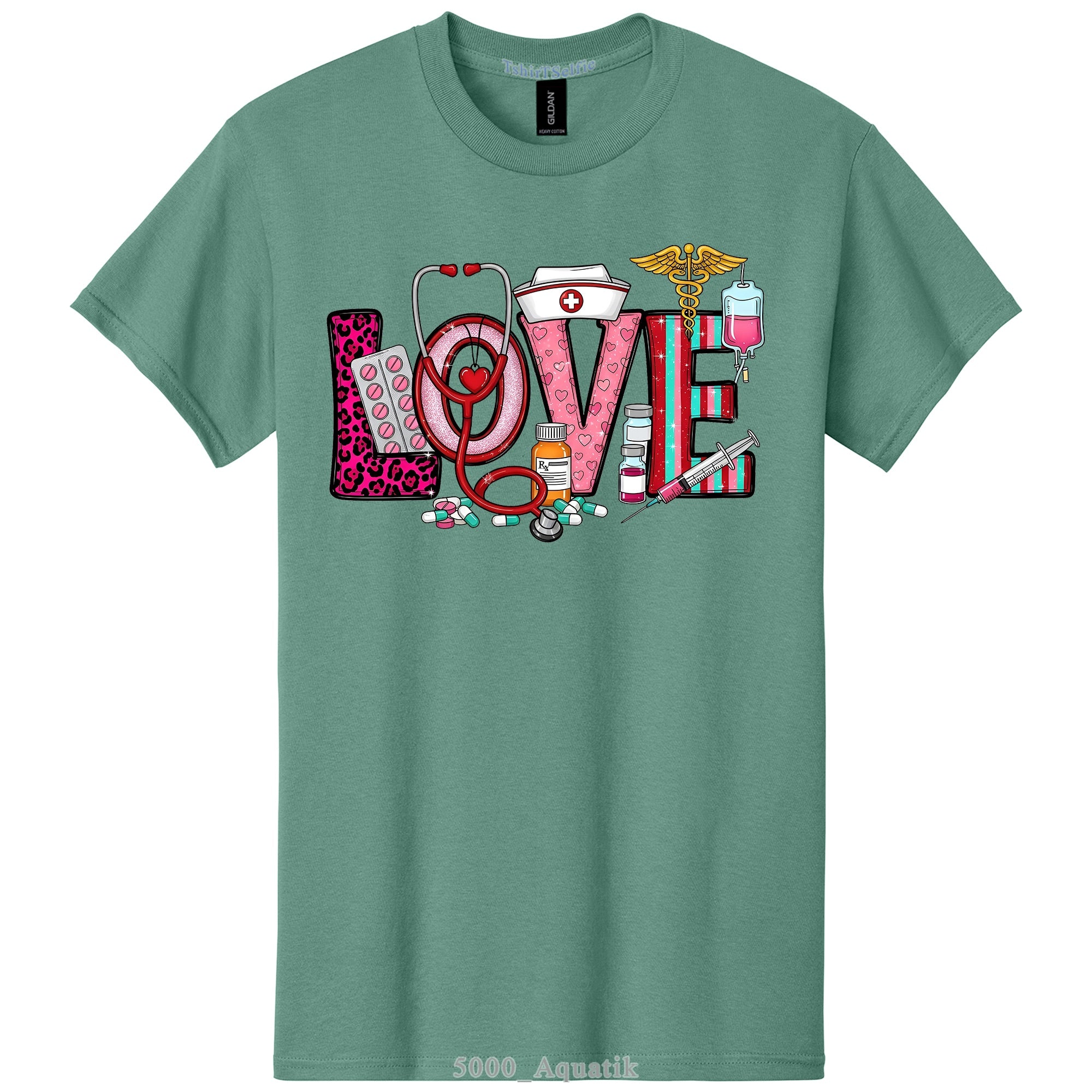 Nurse Themed 'Love' Word DTF Printed T-Shirt