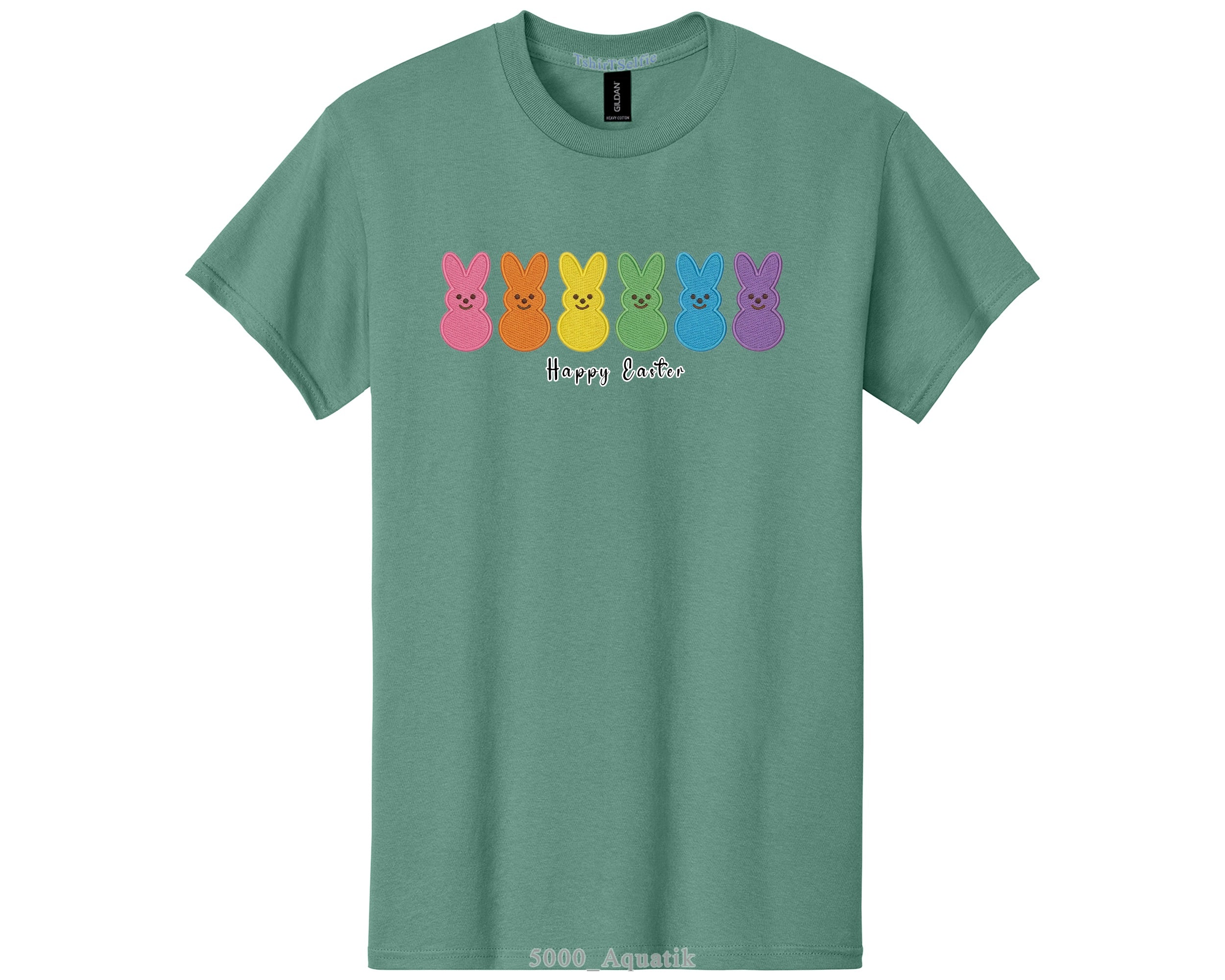 Rainbow Peeps Bunny Happy Easter Shirt - Festive Spring Holiday Graphic Tee