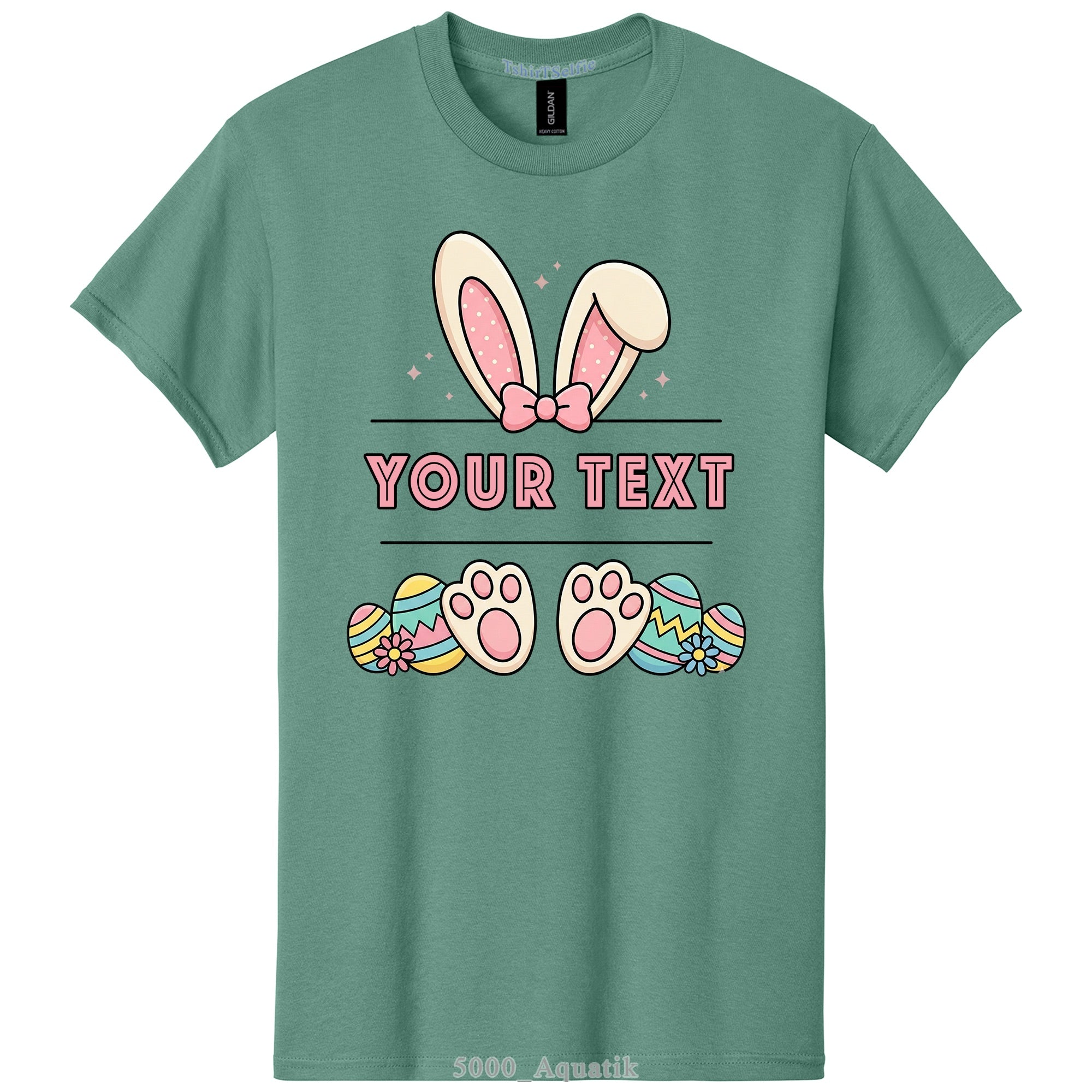 Easter Bunny Ears and Feet Themed DTF Printed Customizable T-Shirt