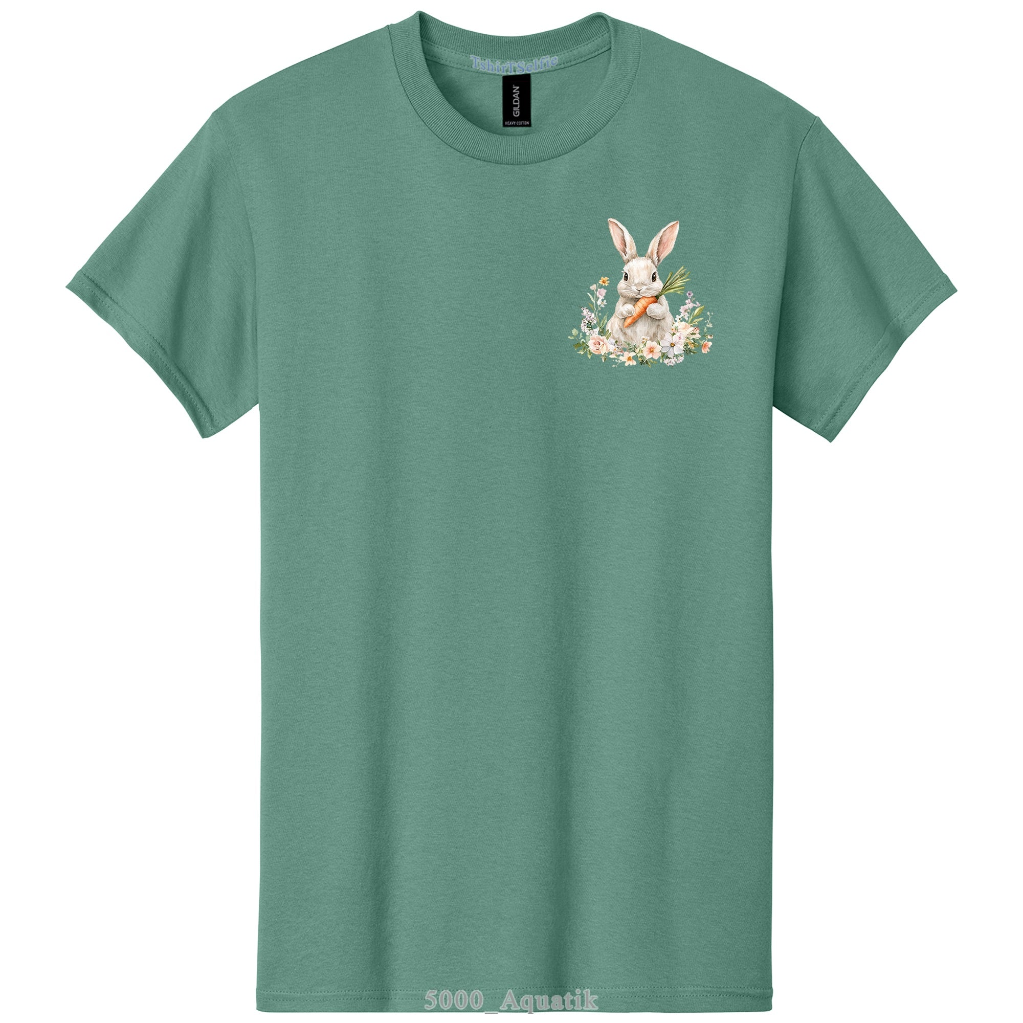 Patchwork Pattern Bunny with Heart Glasses Easter DTF Printed T-Shirt