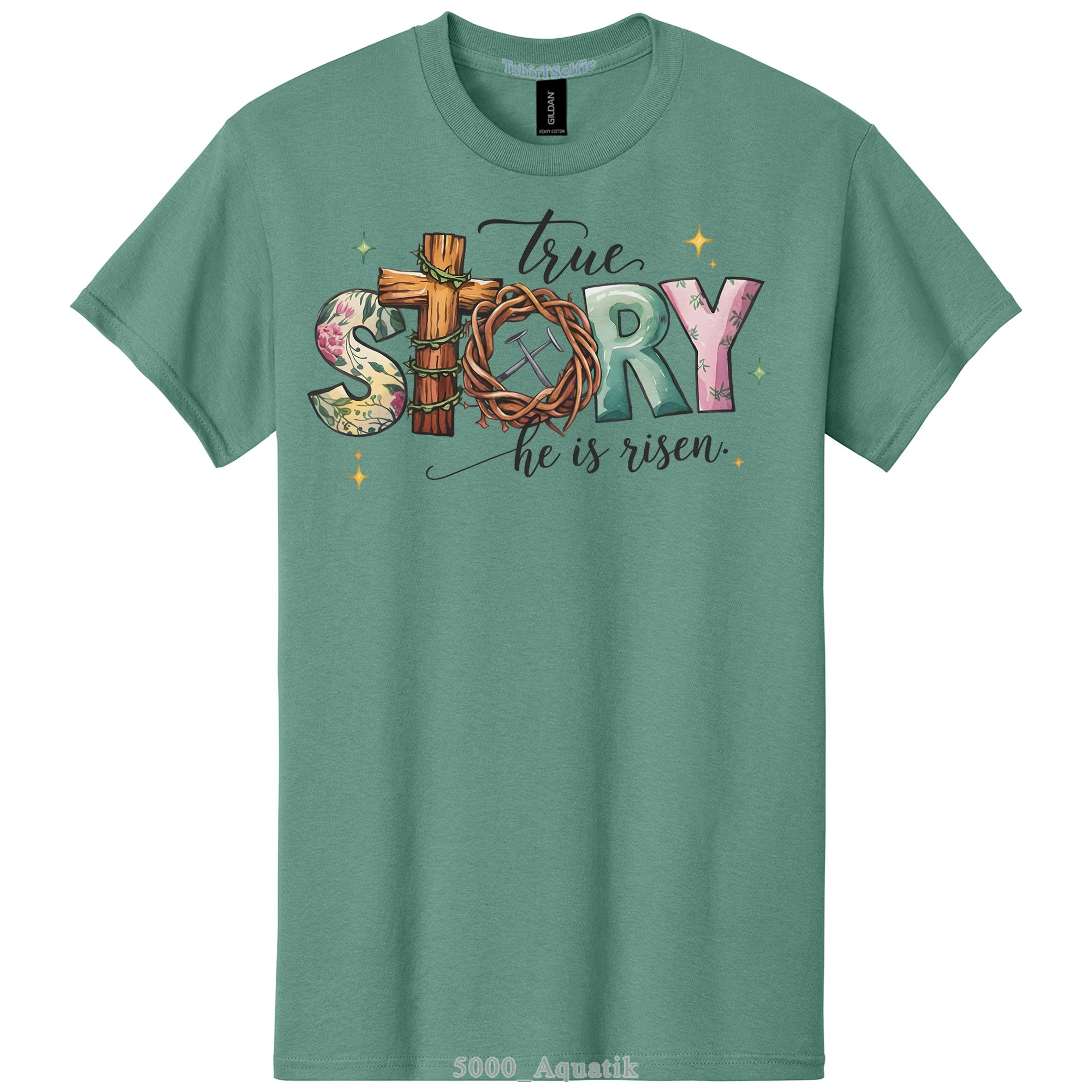 He Is Risen True Story Religious Easter DTF Printed T-Shirt