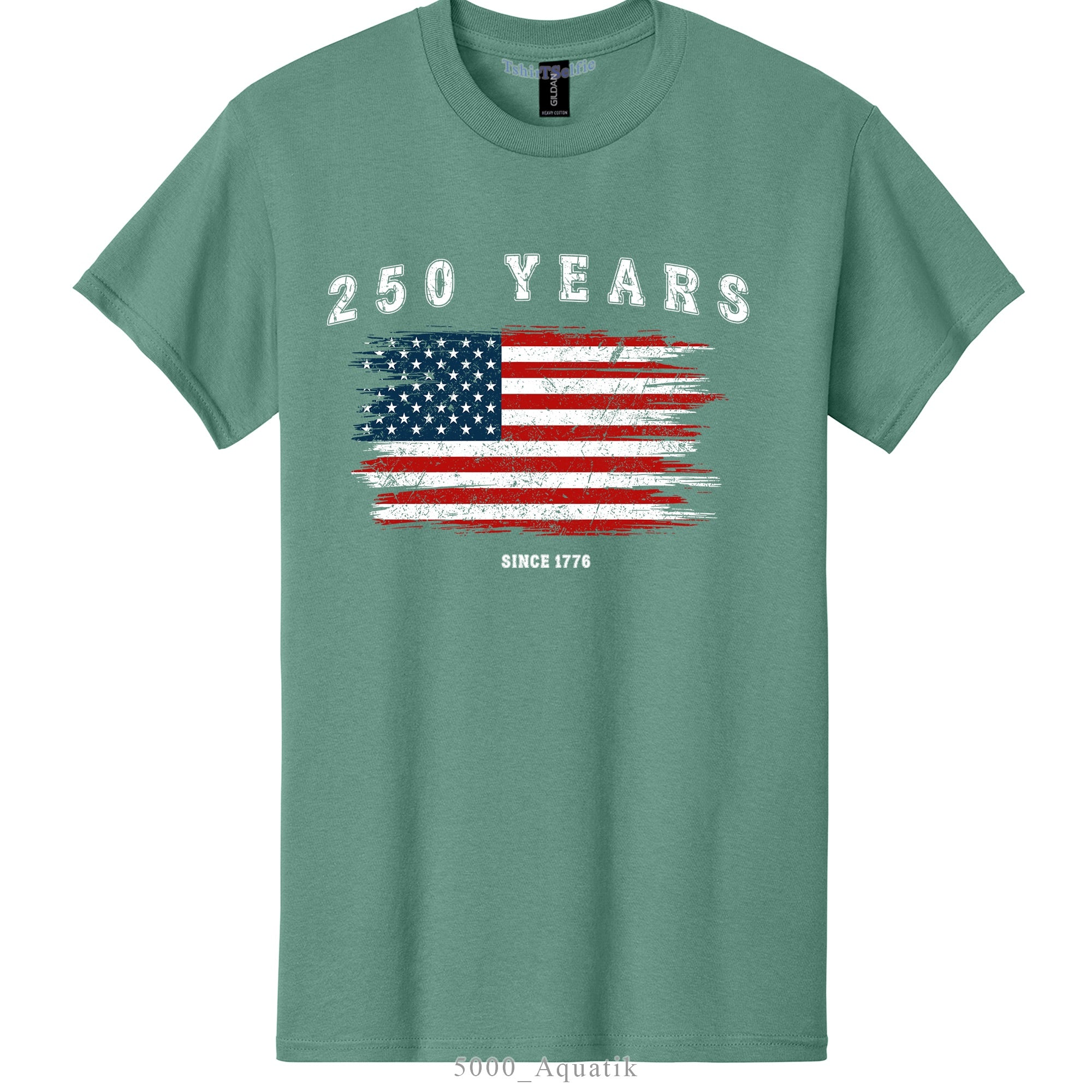 250 Years Since 1776 US Flag Shirt, America Quarter Millennial Anniversary Cotton T-Shirt