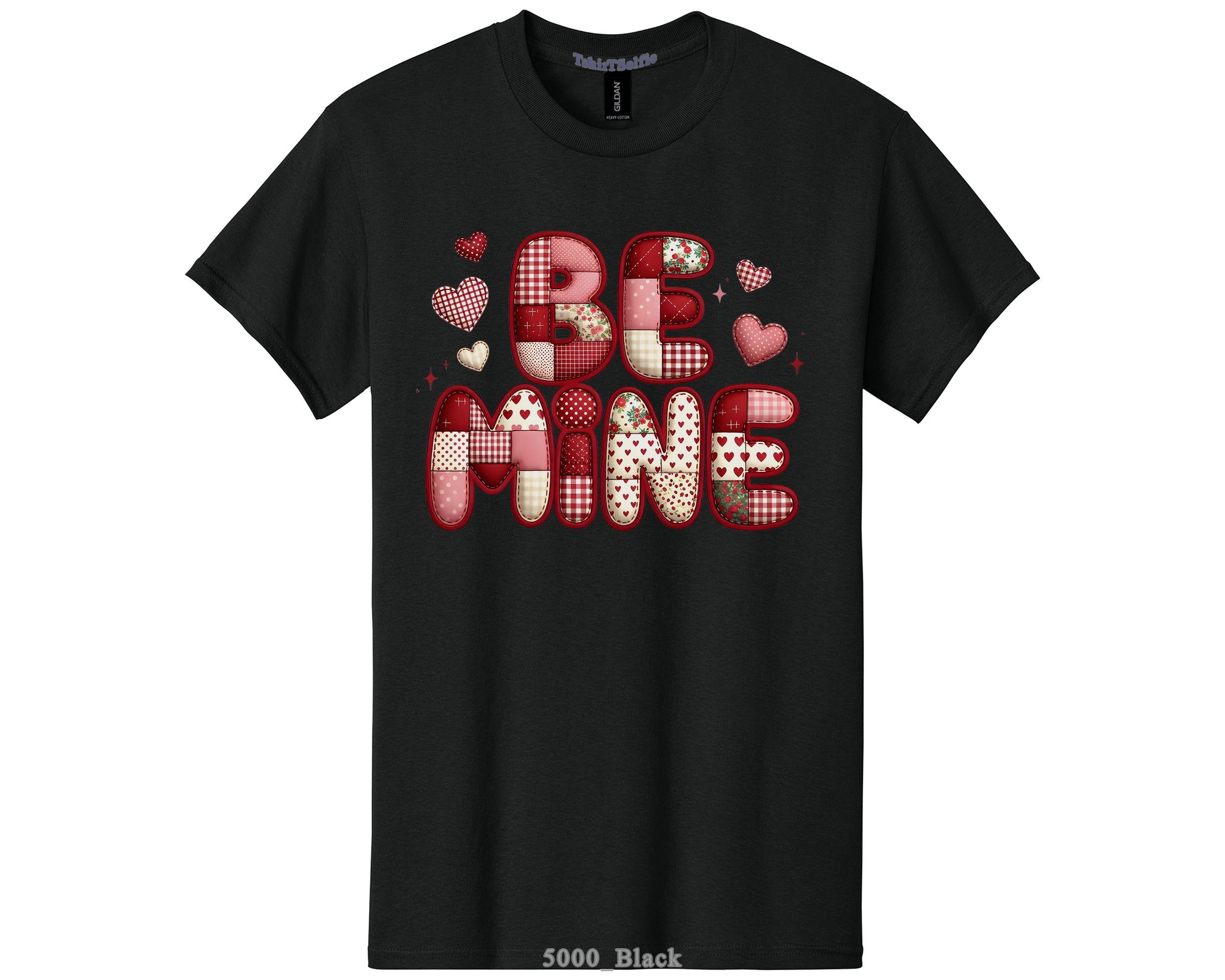 Be Mine Patchwork Heart Valentine’s Day T-Shirt - Retro Aesthetic Comfort Fit Graphic Tee