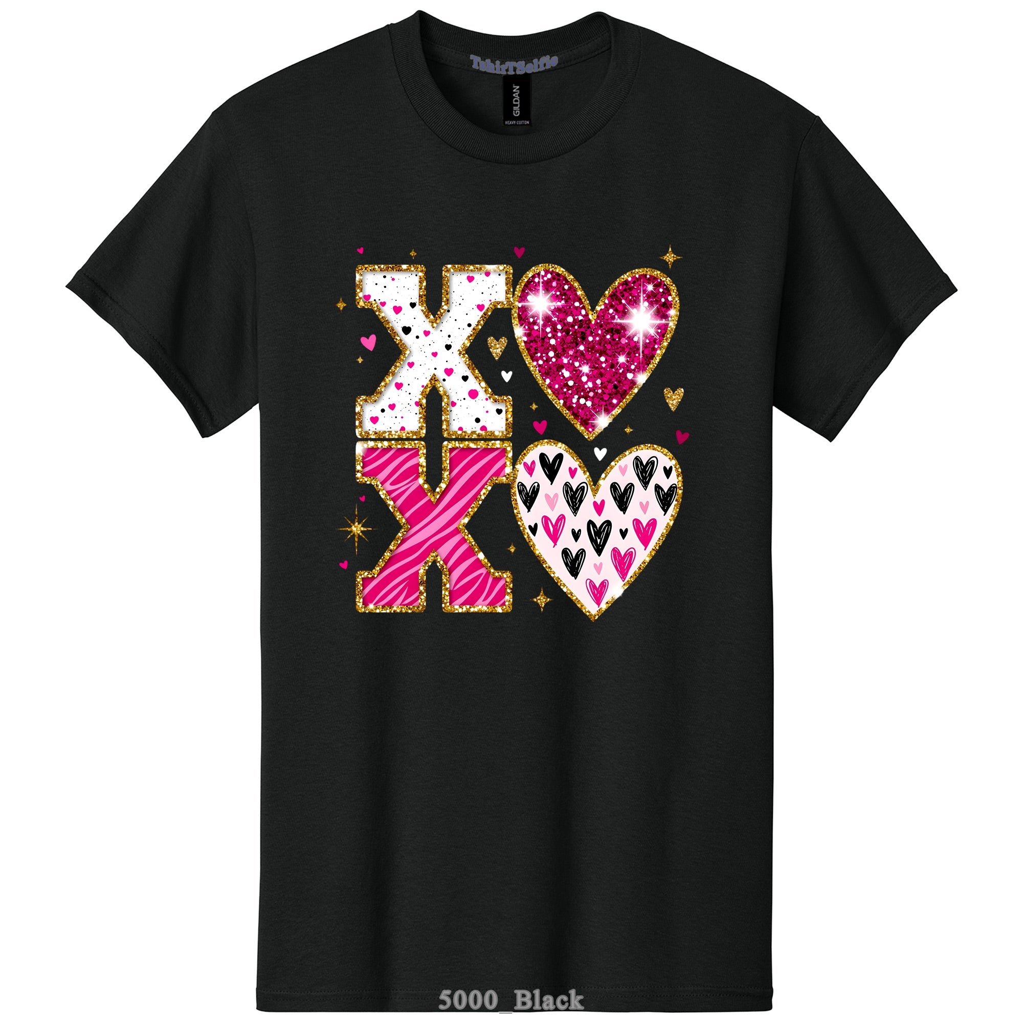 Sparkling XOXO Valentines Day Themed DTF Printed T-Shirt