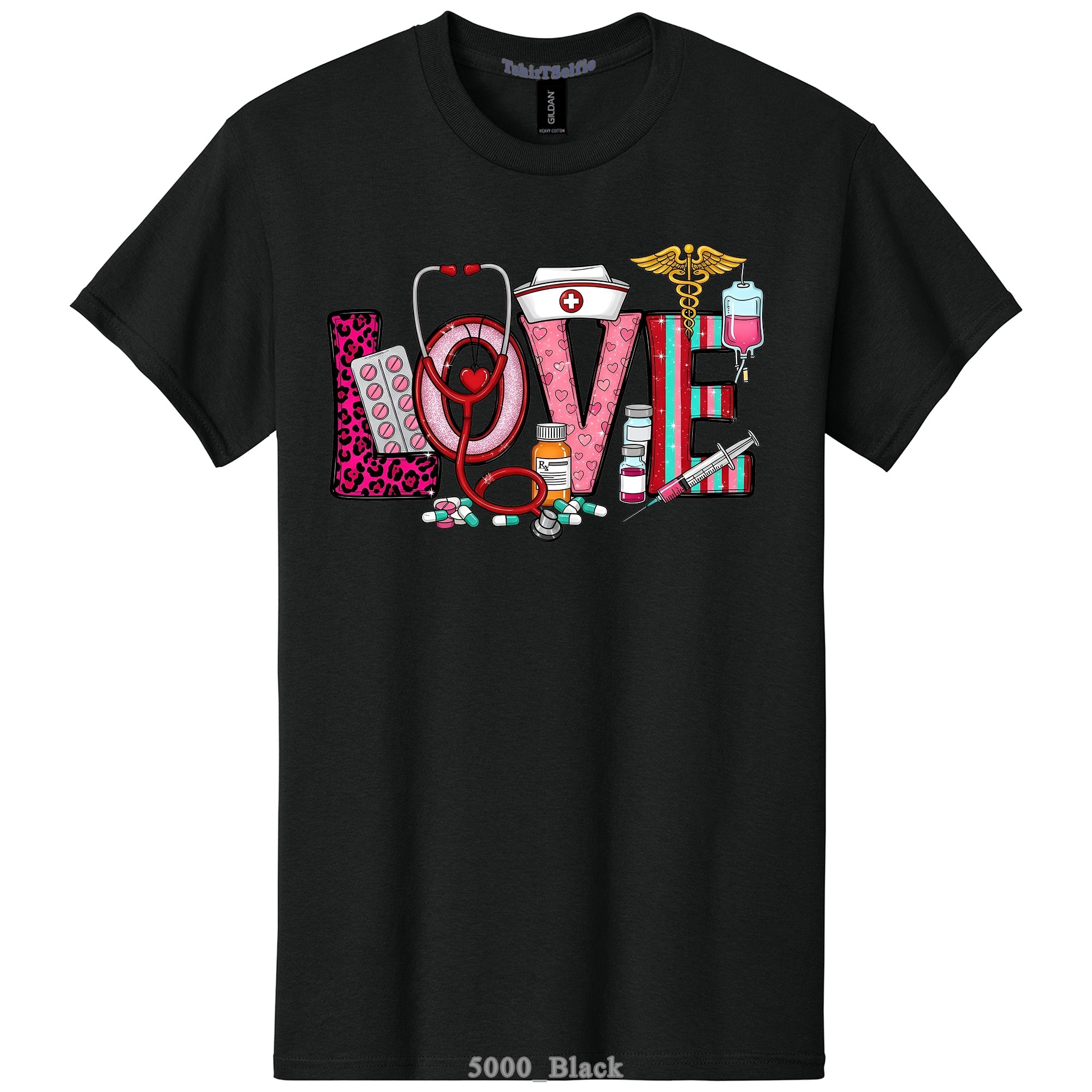 Nurse Themed 'Love' Word DTF Printed T-Shirt