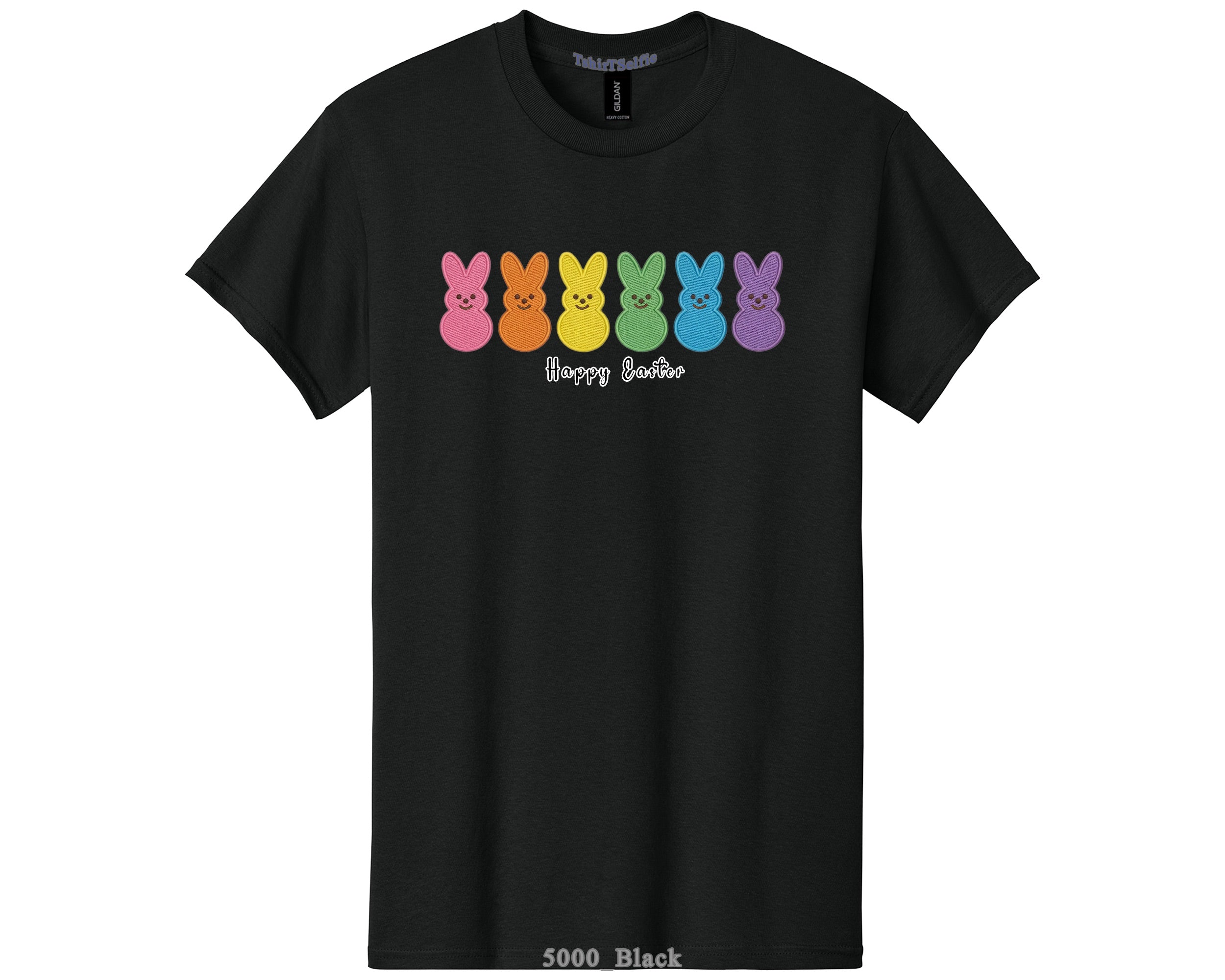 Rainbow Peeps Bunny Happy Easter Shirt - Festive Spring Holiday Graphic Tee