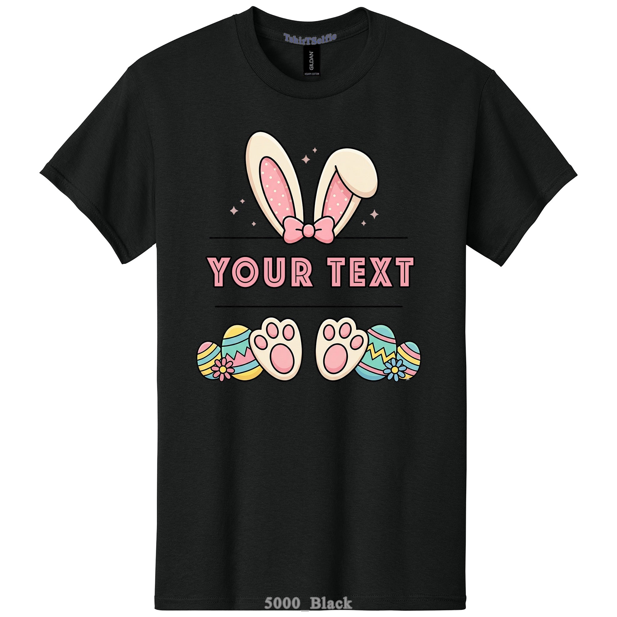 Easter Bunny Ears and Feet Themed DTF Printed Customizable T-Shirt