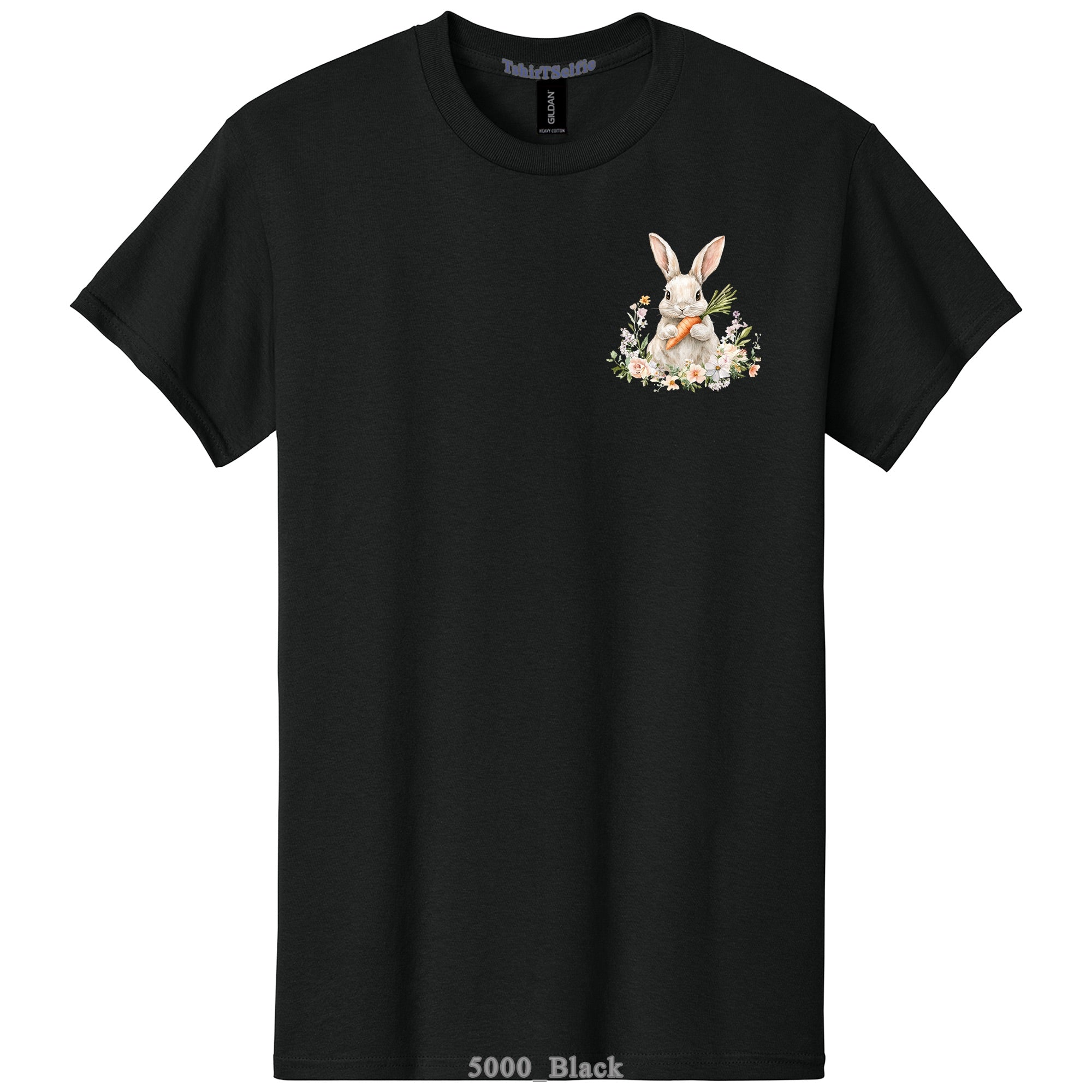 Patchwork Pattern Bunny with Heart Glasses Easter DTF Printed T-Shirt