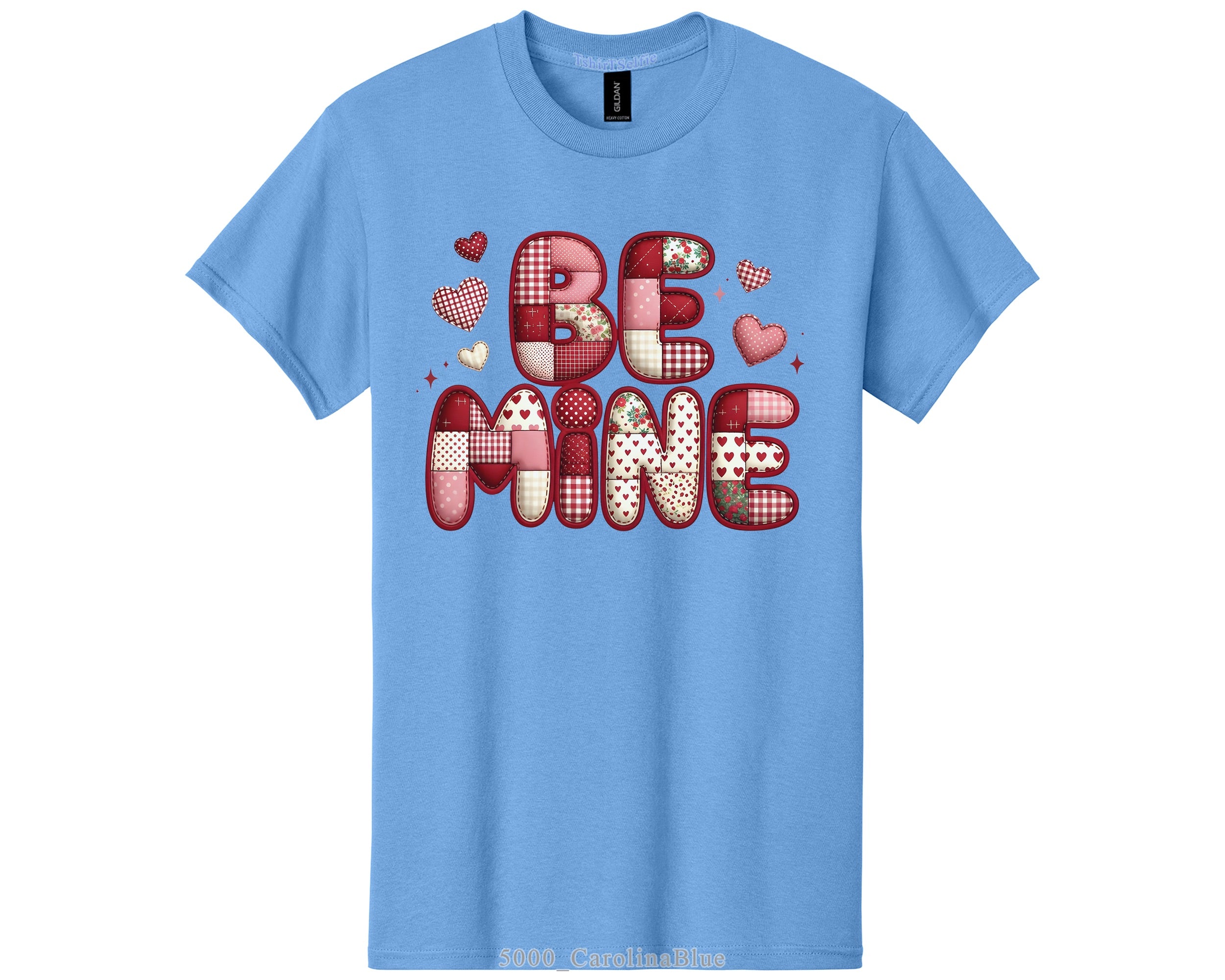 Be Mine Patchwork Heart Valentine’s Day T-Shirt - Retro Aesthetic Comfort Fit Graphic Tee