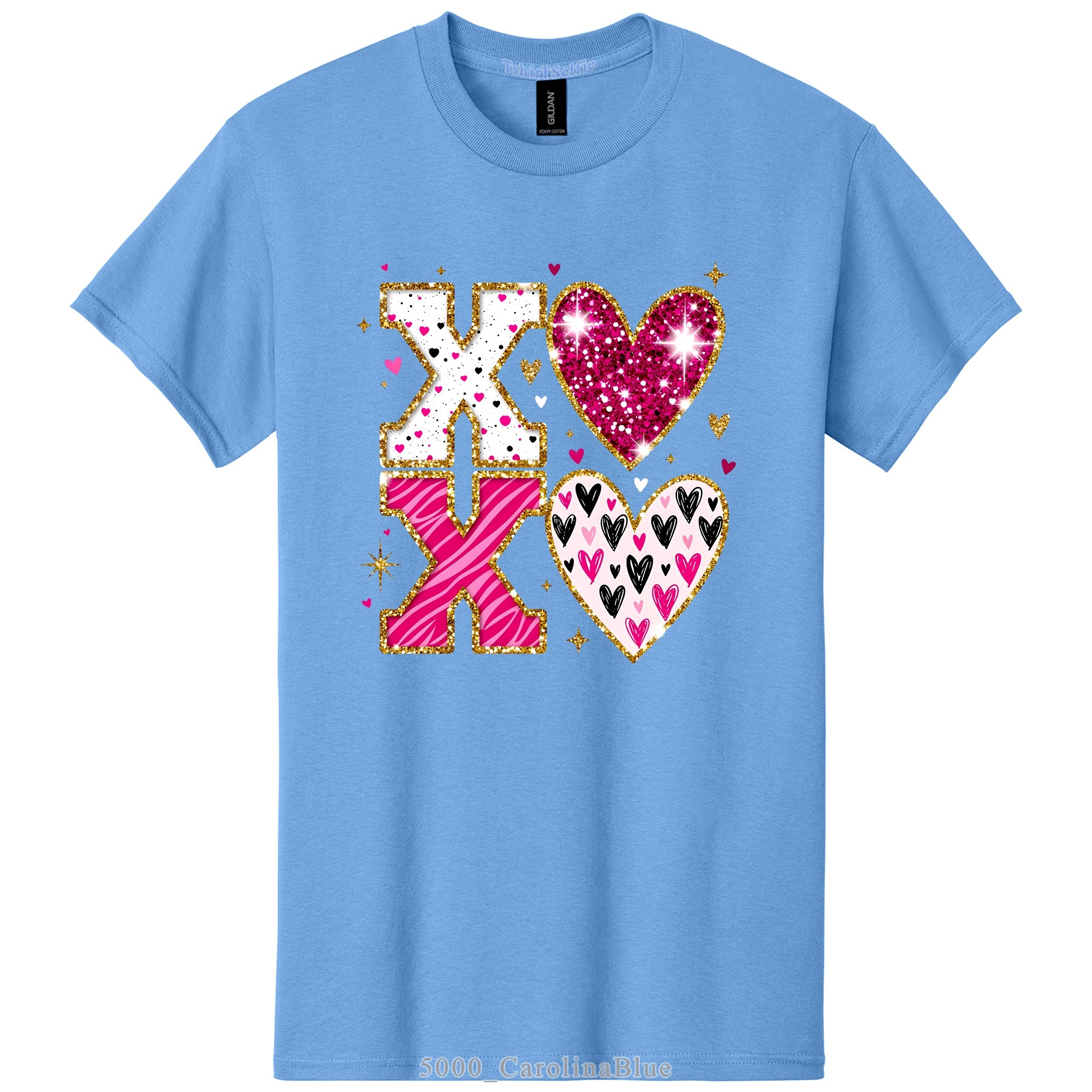 Sparkling XOXO Valentines Day Themed DTF Printed T-Shirt