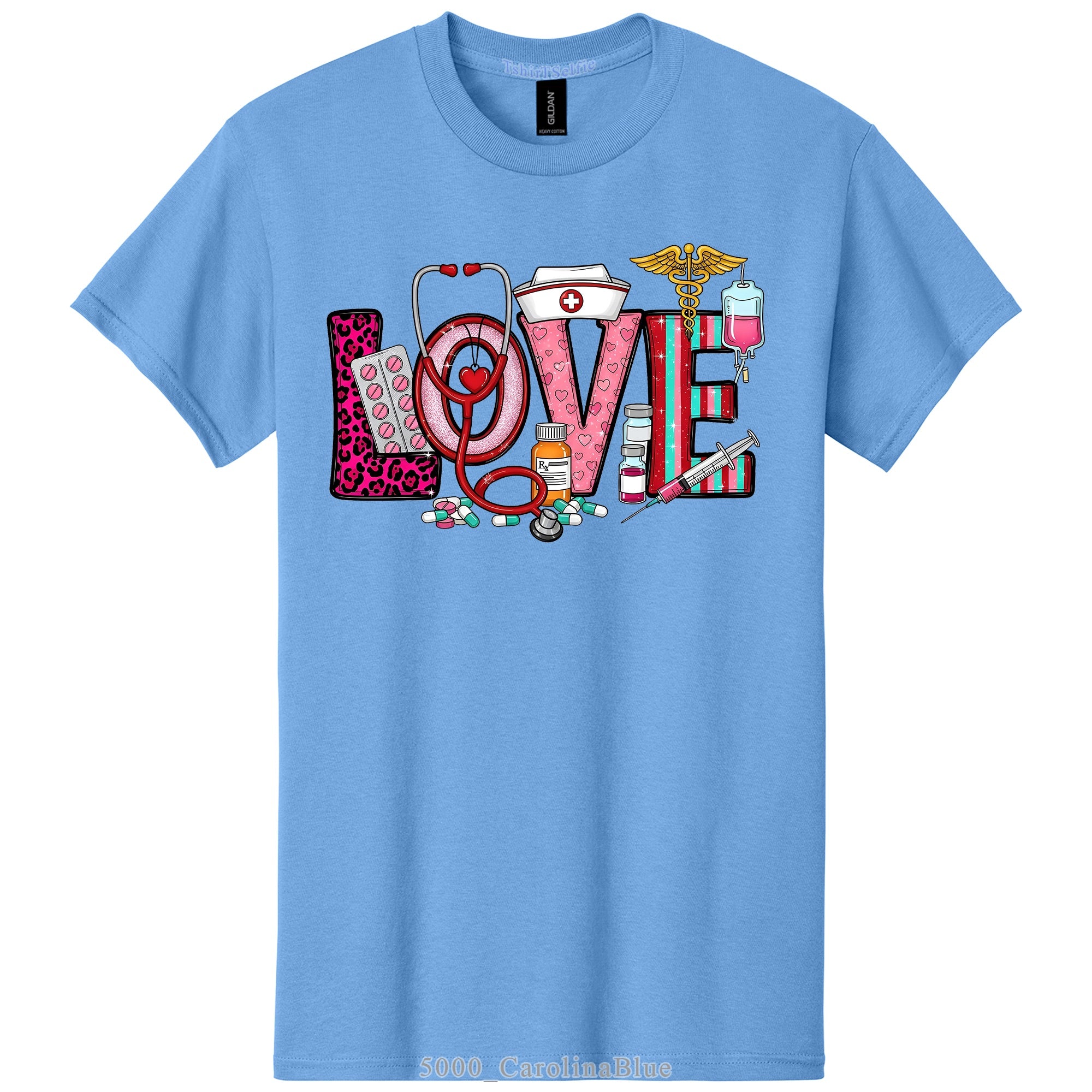 Nurse Themed 'Love' Word DTF Printed T-Shirt