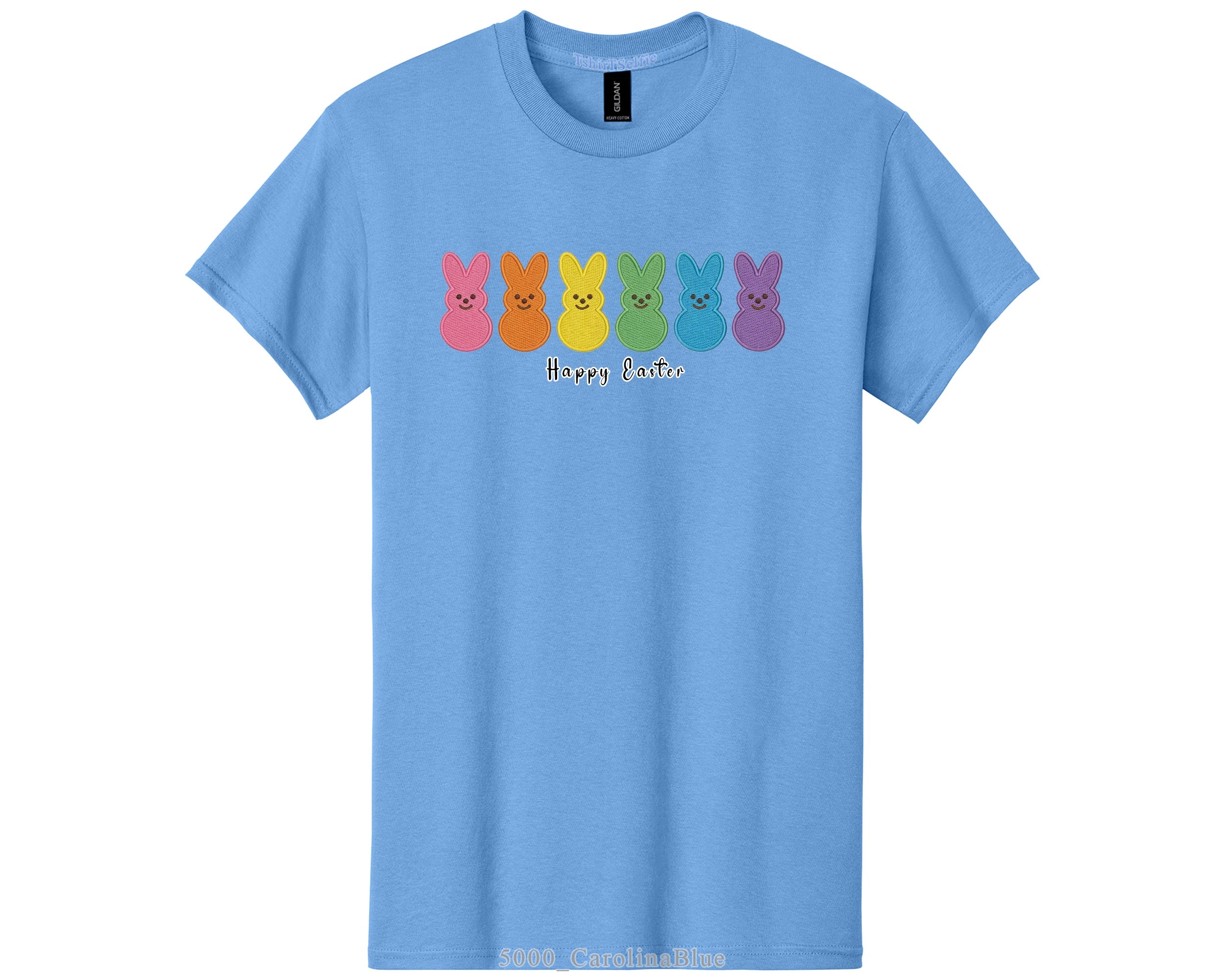 Rainbow Peeps Bunny Happy Easter Shirt - Festive Spring Holiday Graphic Tee