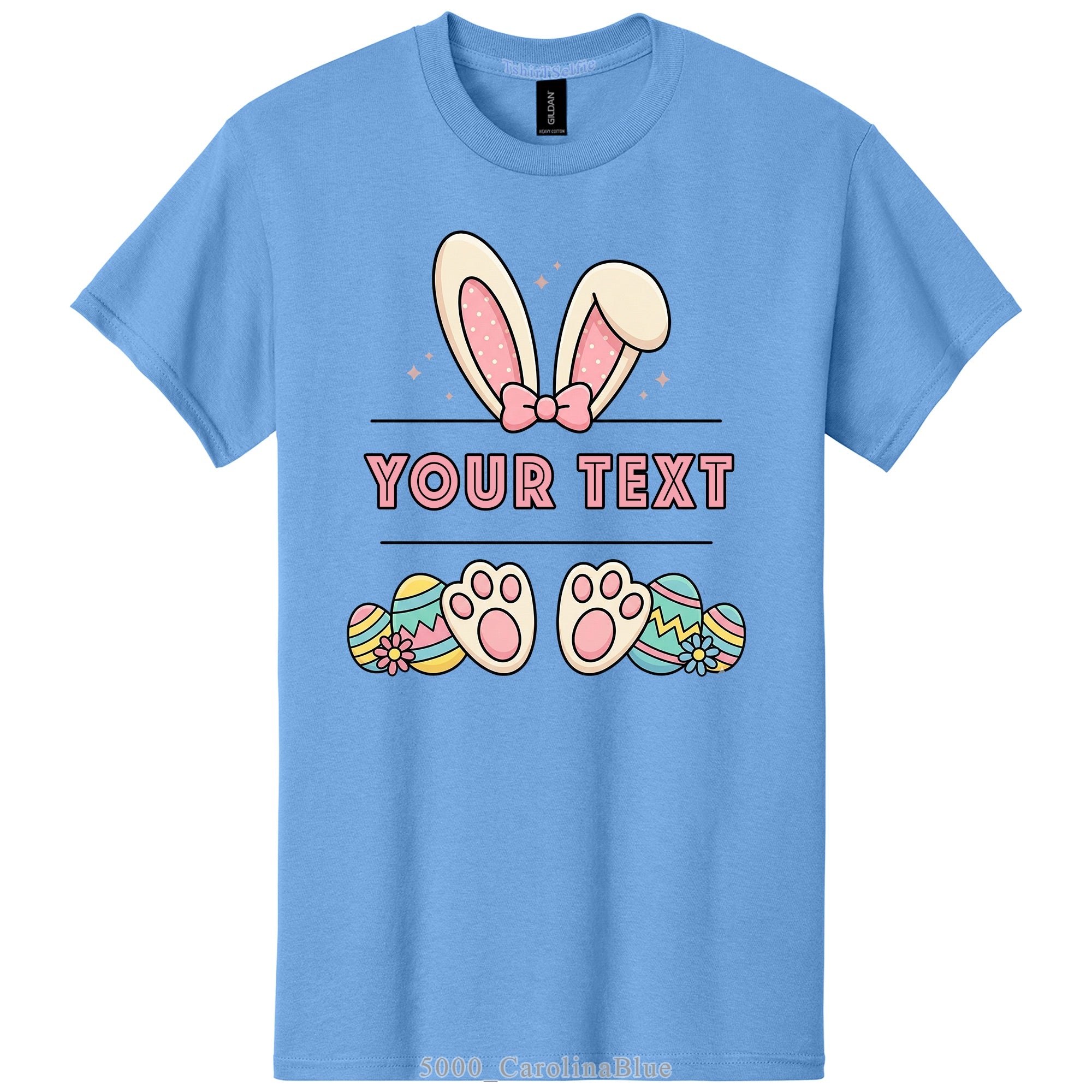 Easter Bunny Ears and Feet Themed DTF Printed Customizable T-Shirt
