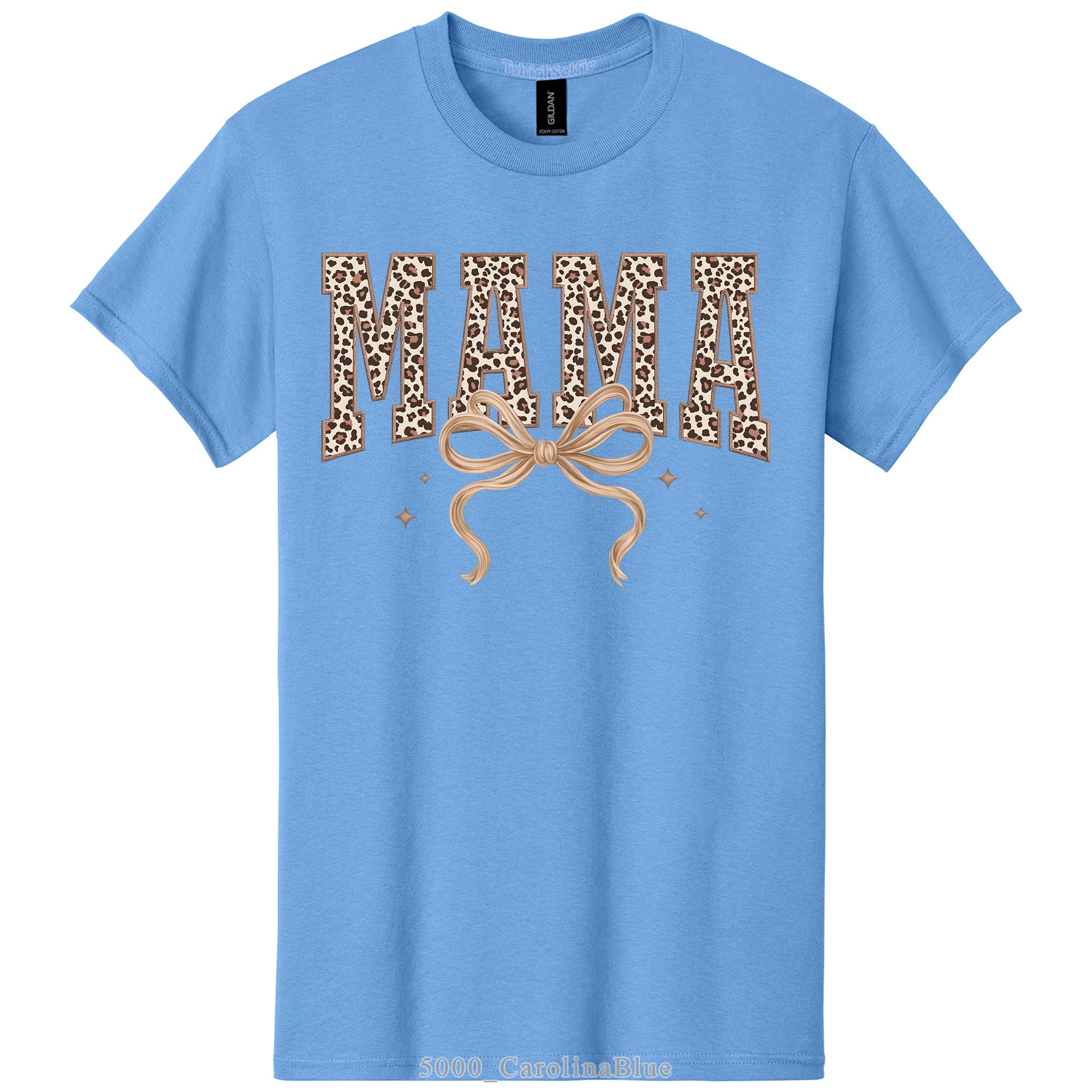 Leopard Print Mama Lettered with Bow Detail DTF Printed T-Shirt