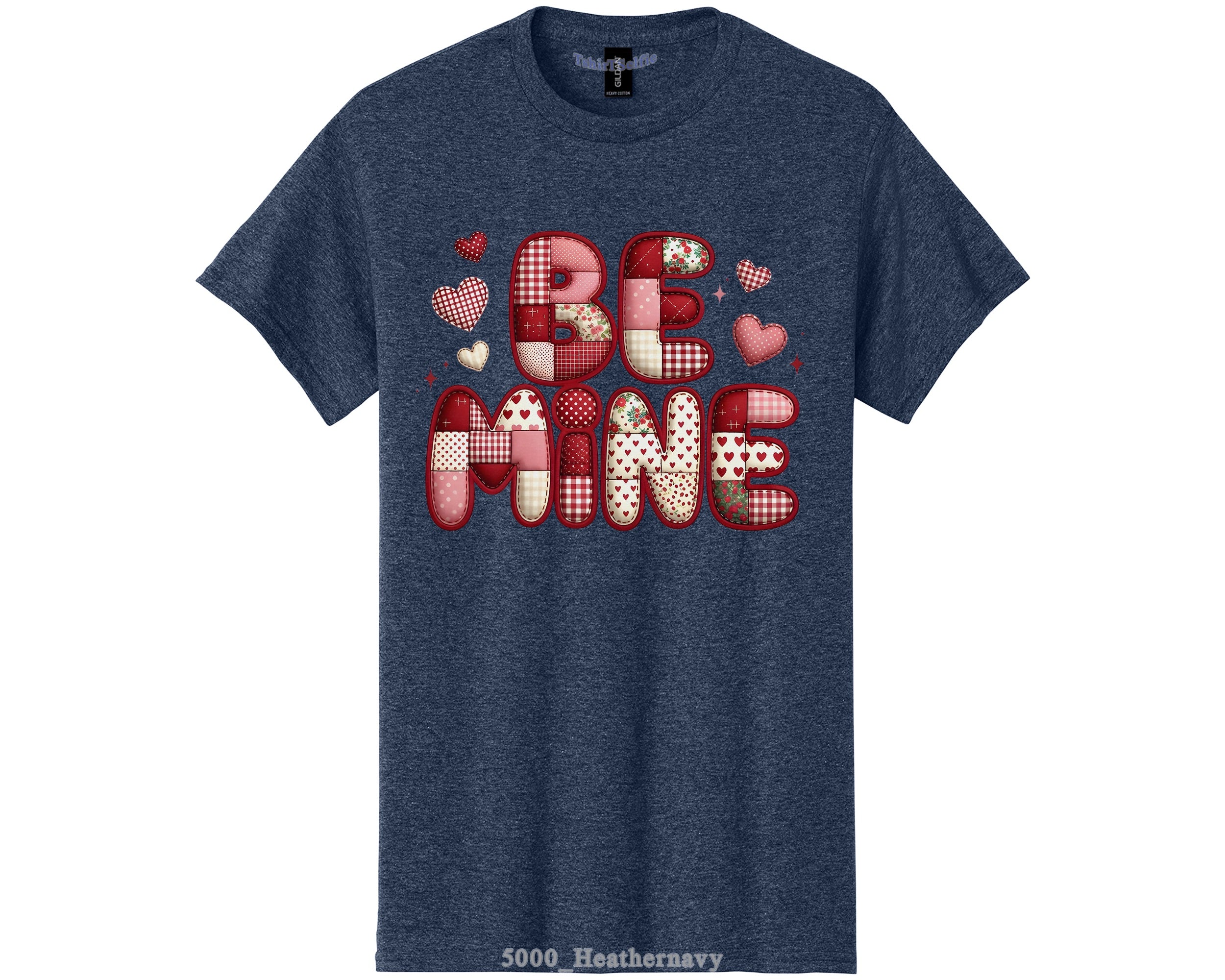 Be Mine Patchwork Heart Valentine’s Day T-Shirt - Retro Aesthetic Comfort Fit Graphic Tee