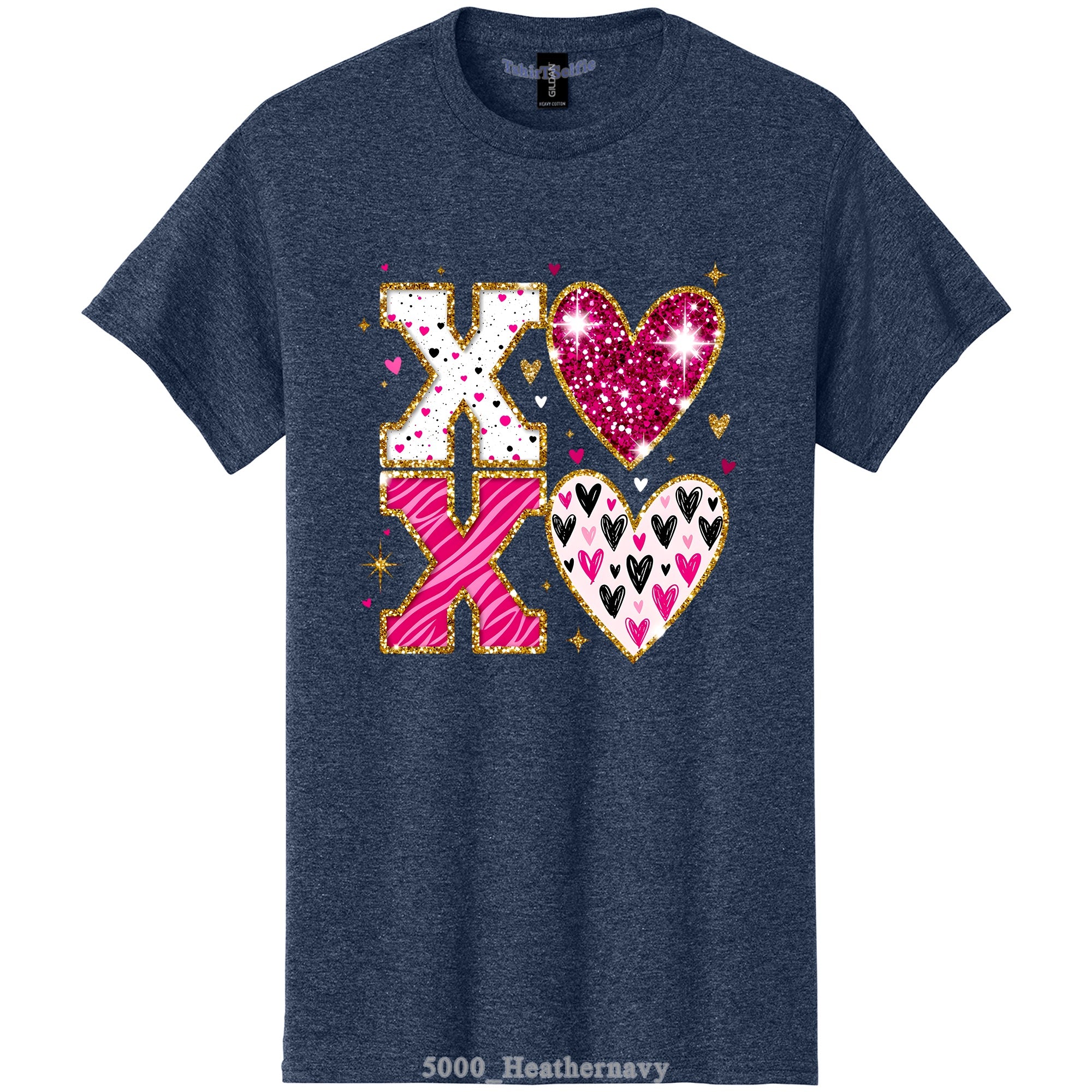 Sparkling XOXO Valentines Day Themed DTF Printed T-Shirt