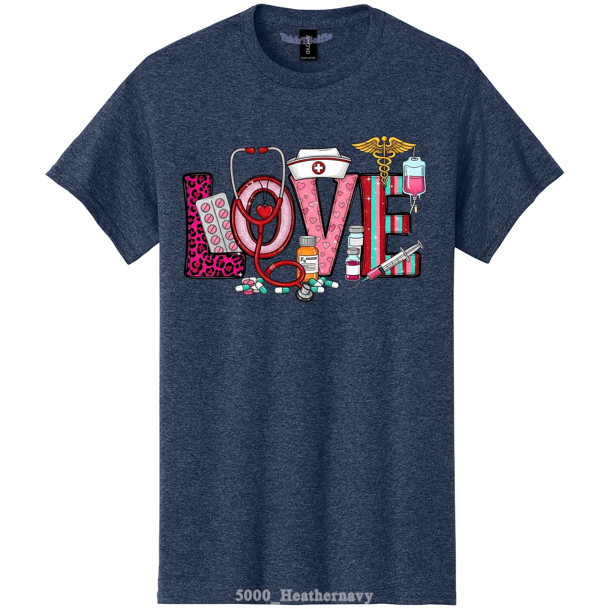 Nurse Themed 'Love' Word DTF Printed T-Shirt