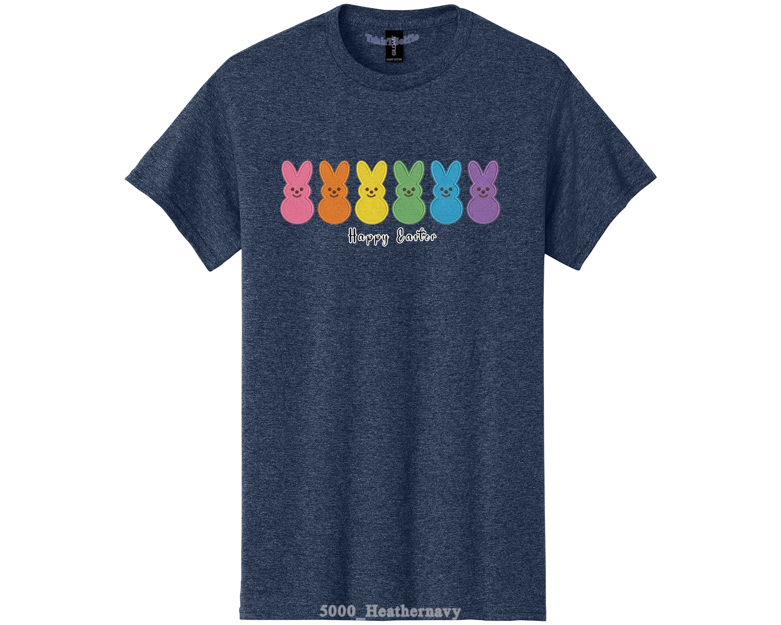 Rainbow Peeps Bunny Happy Easter Shirt - Festive Spring Holiday Graphic Tee