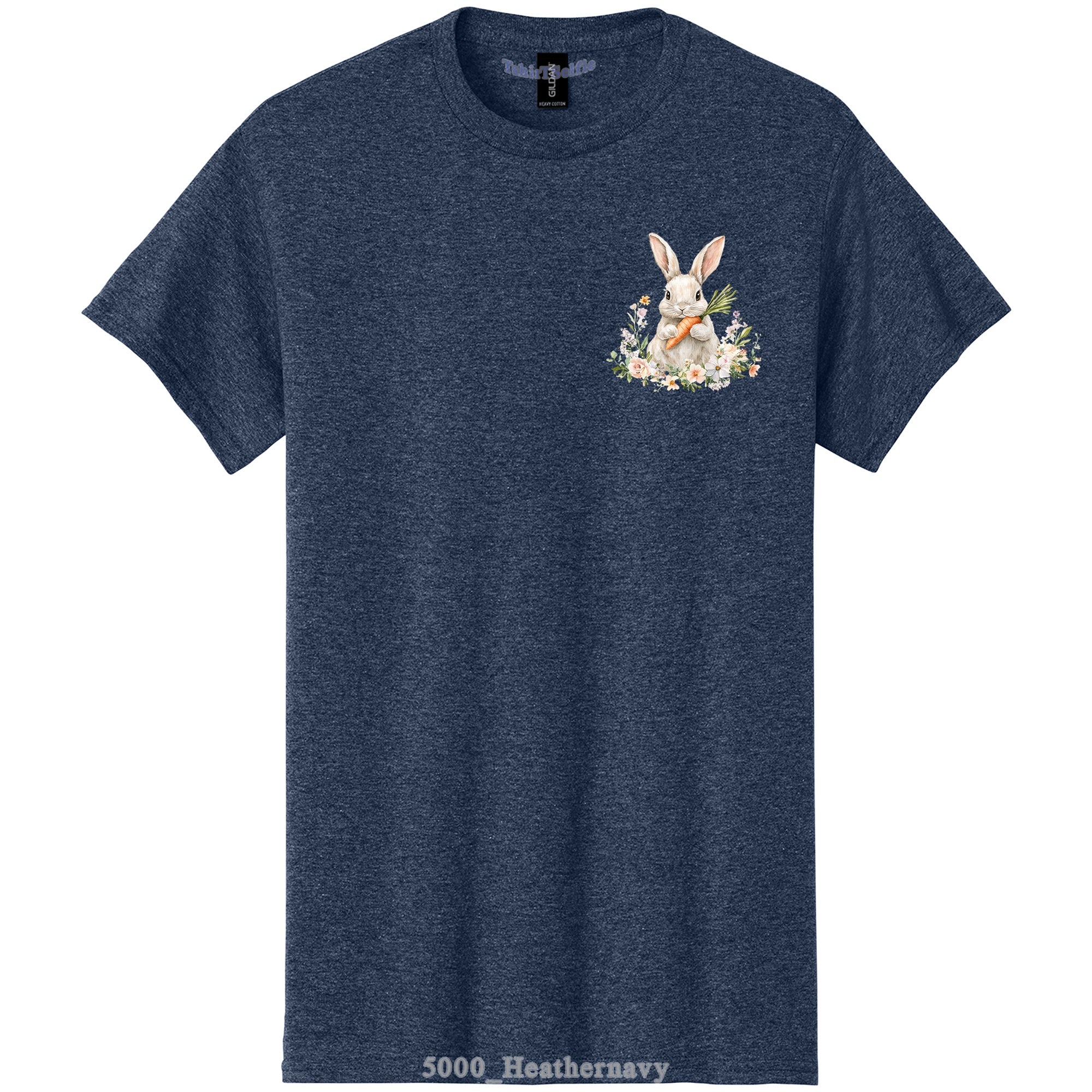 Patchwork Pattern Bunny with Heart Glasses Easter DTF Printed T-Shirt