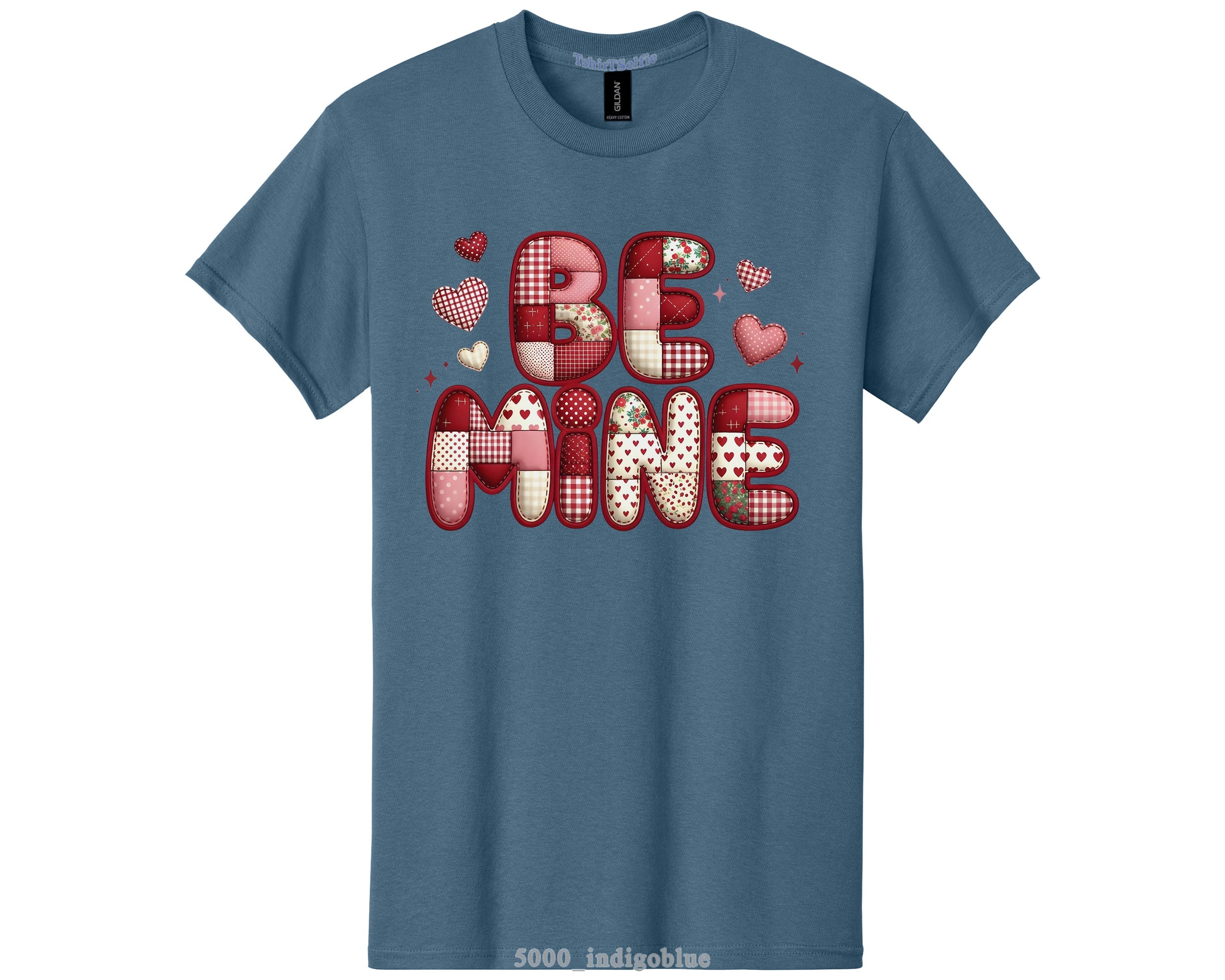 Be Mine Patchwork Heart Valentine’s Day T-Shirt - Retro Aesthetic Comfort Fit Graphic Tee