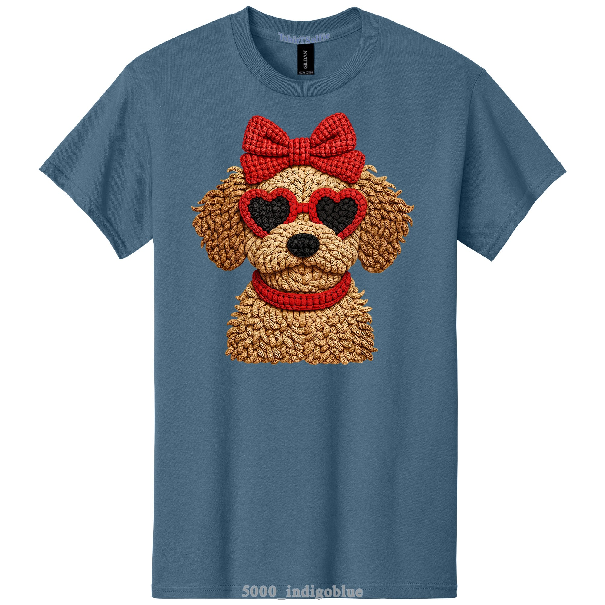 Pepper Gray Heart Sunglasses Goldendoodle Graphic Tee - 3D Knit Effect Digital Print