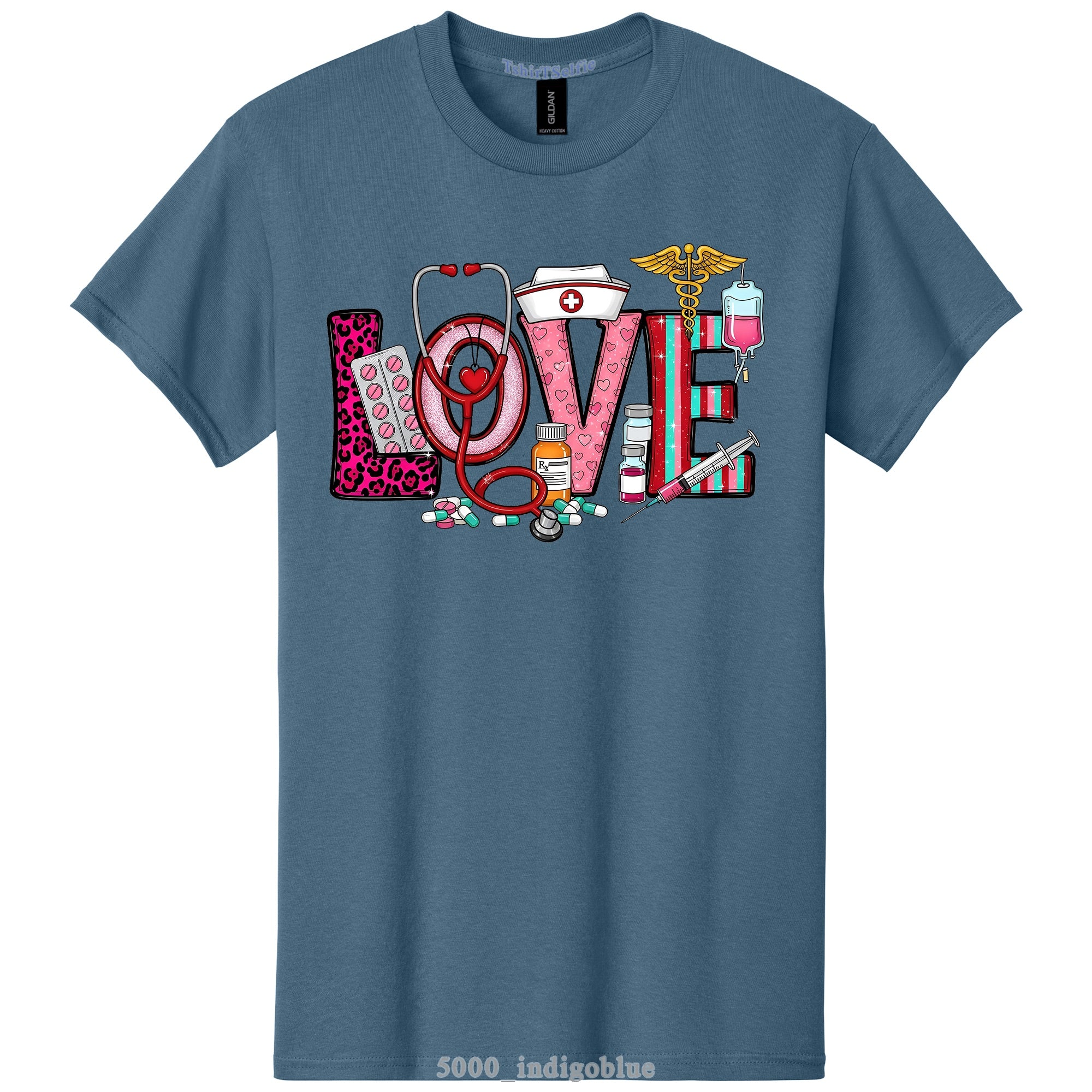 Nurse Themed 'Love' Word DTF Printed T-Shirt