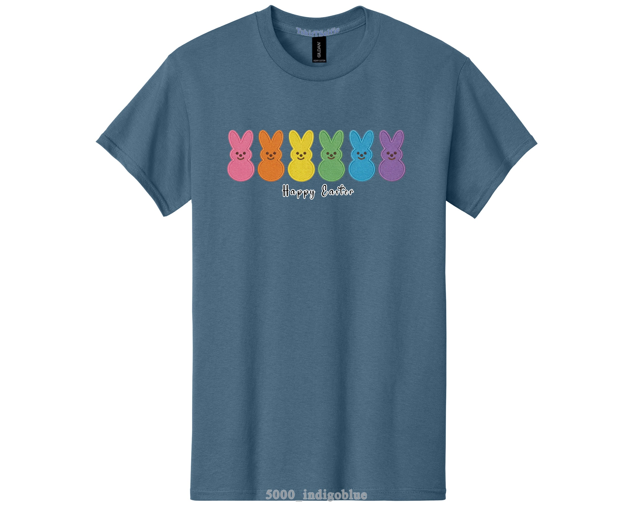 Rainbow Peeps Bunny Happy Easter Shirt - Festive Spring Holiday Graphic Tee