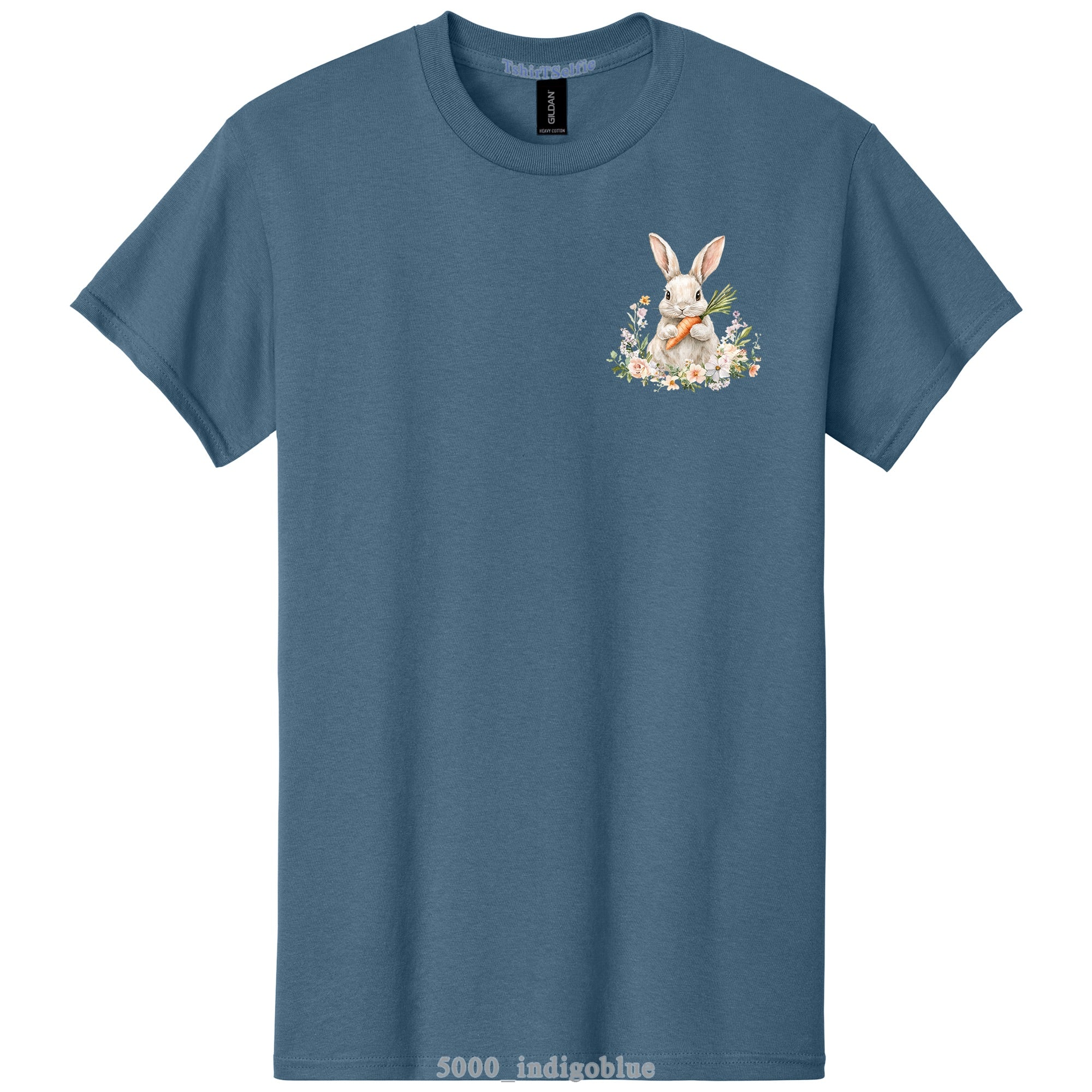 Patchwork Pattern Bunny with Heart Glasses Easter DTF Printed T-Shirt