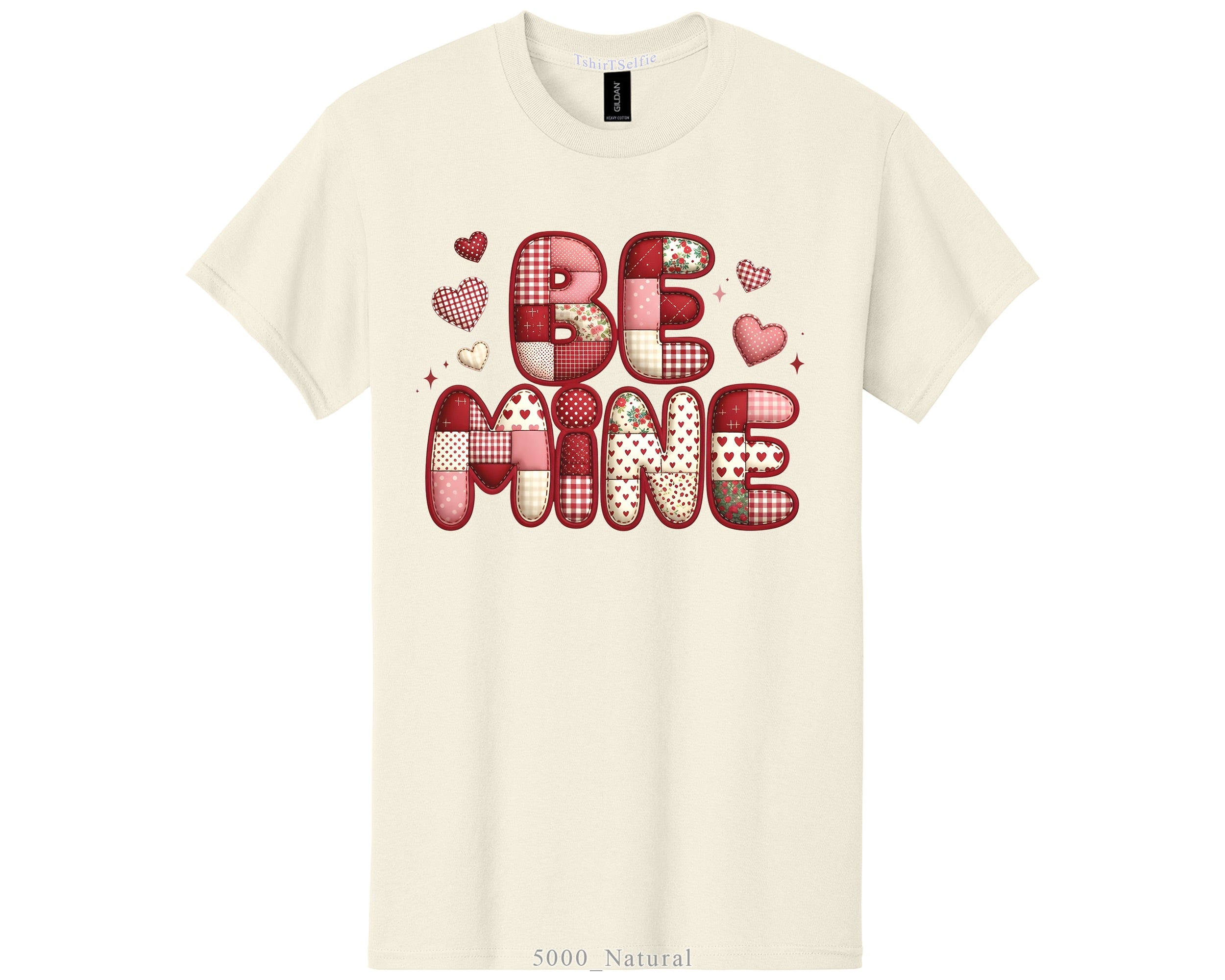 Be Mine Patchwork Heart Valentine’s Day T-Shirt - Retro Aesthetic Comfort Fit Graphic Tee