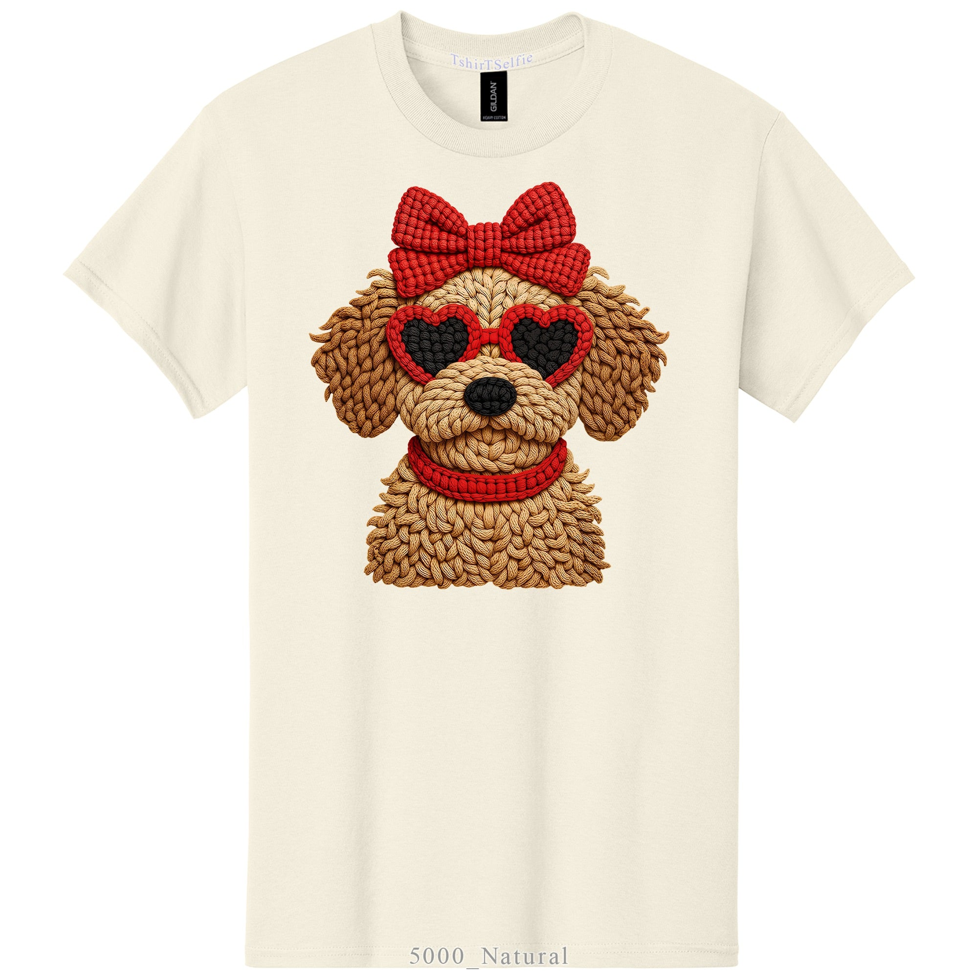 Pepper Gray Heart Sunglasses Goldendoodle Graphic Tee - 3D Knit Effect Digital Print