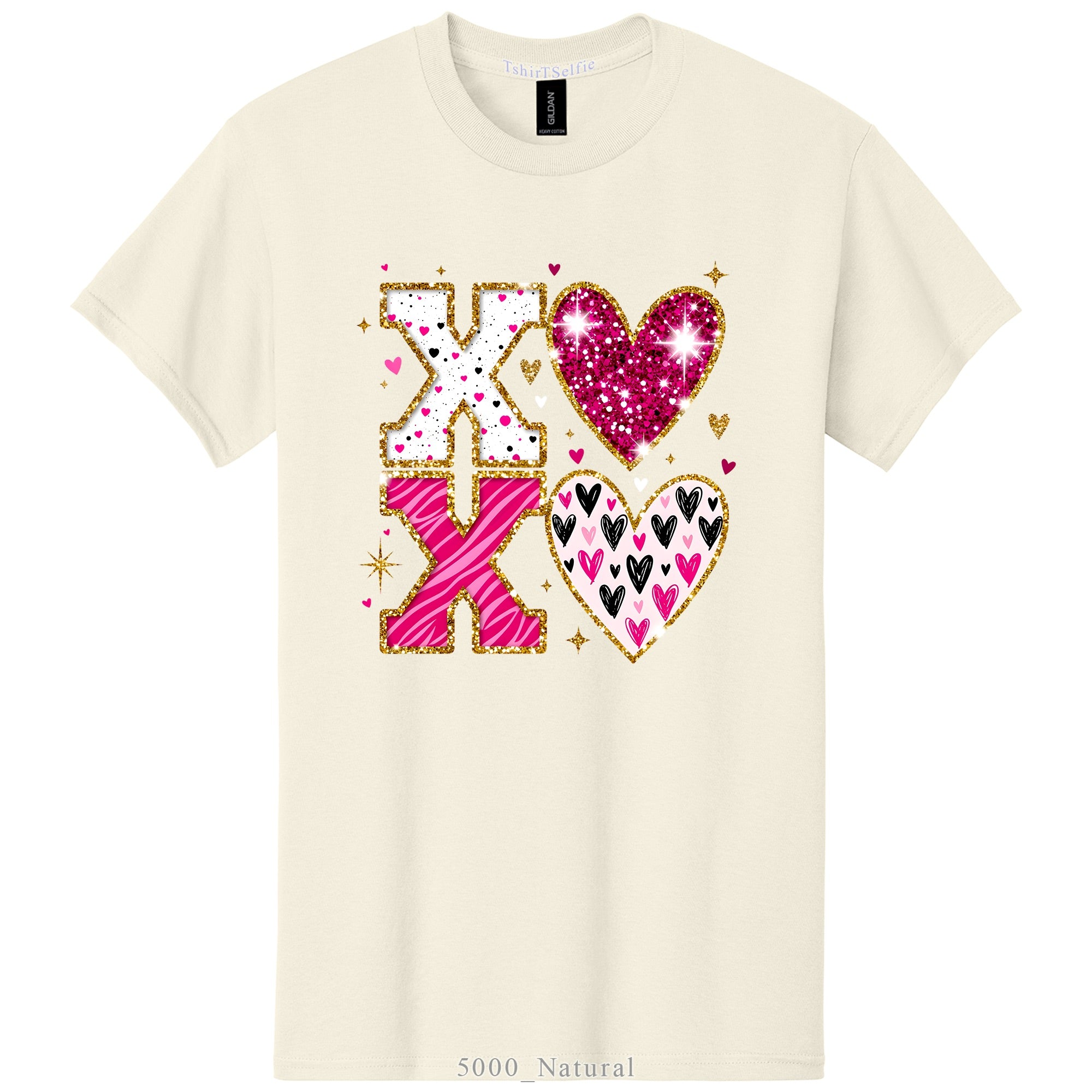 Sparkling XOXO Valentines Day Themed DTF Printed T-Shirt
