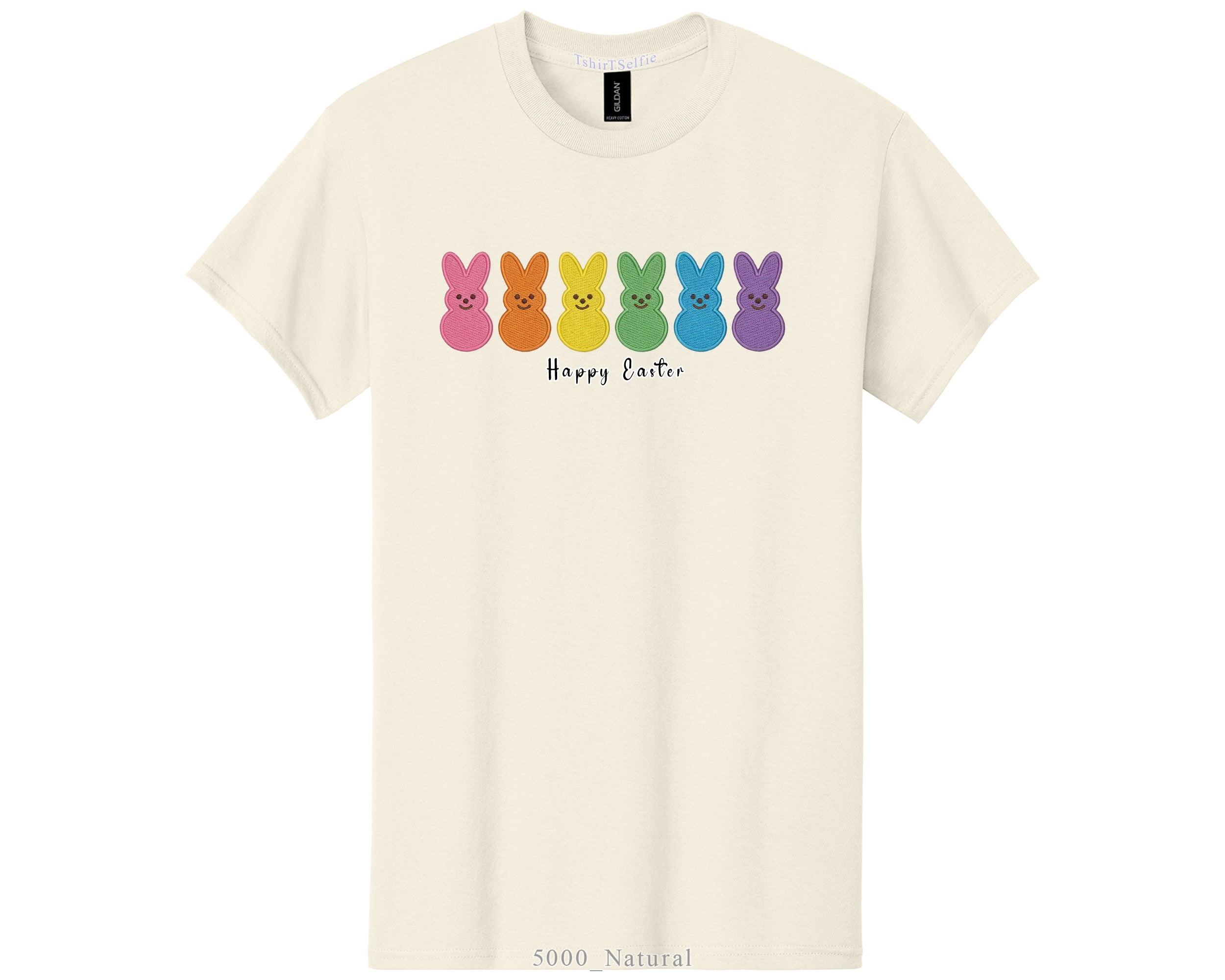 Rainbow Peeps Bunny Happy Easter Shirt - Festive Spring Holiday Graphic Tee