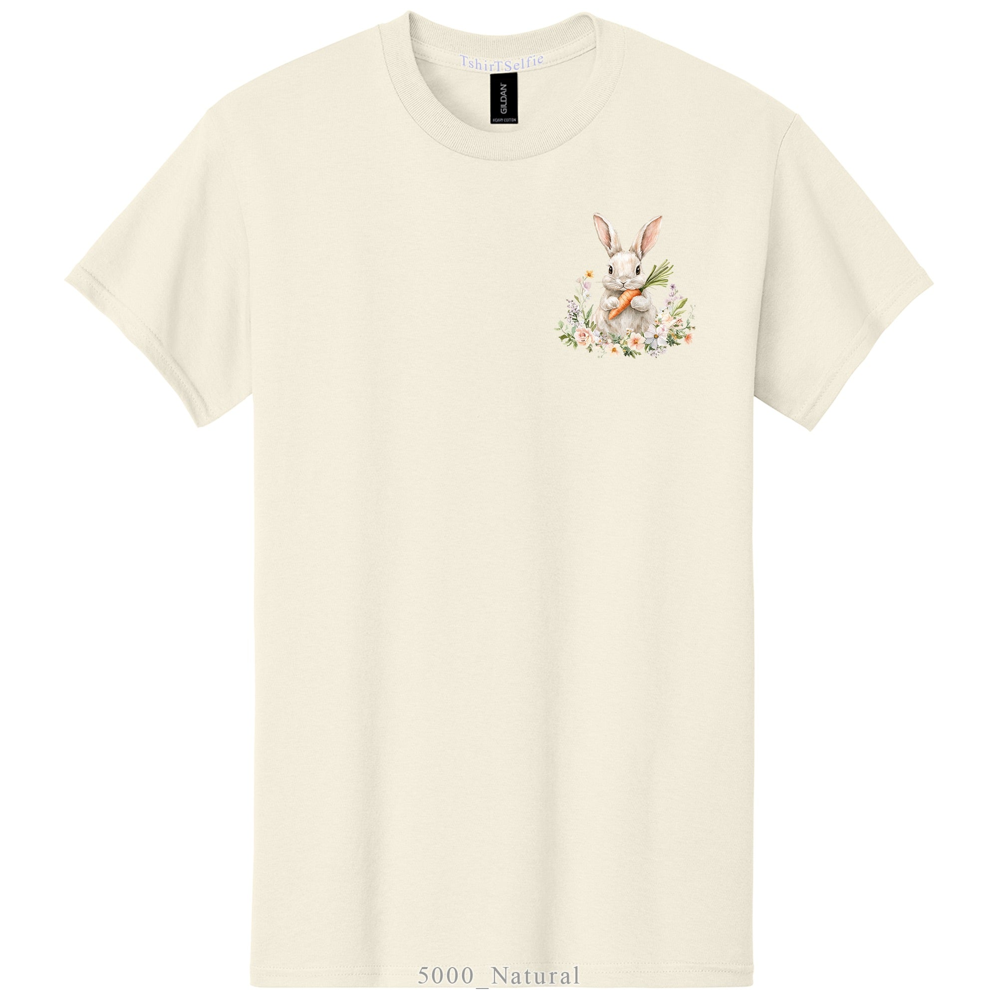 Patchwork Pattern Bunny with Heart Glasses Easter DTF Printed T-Shirt