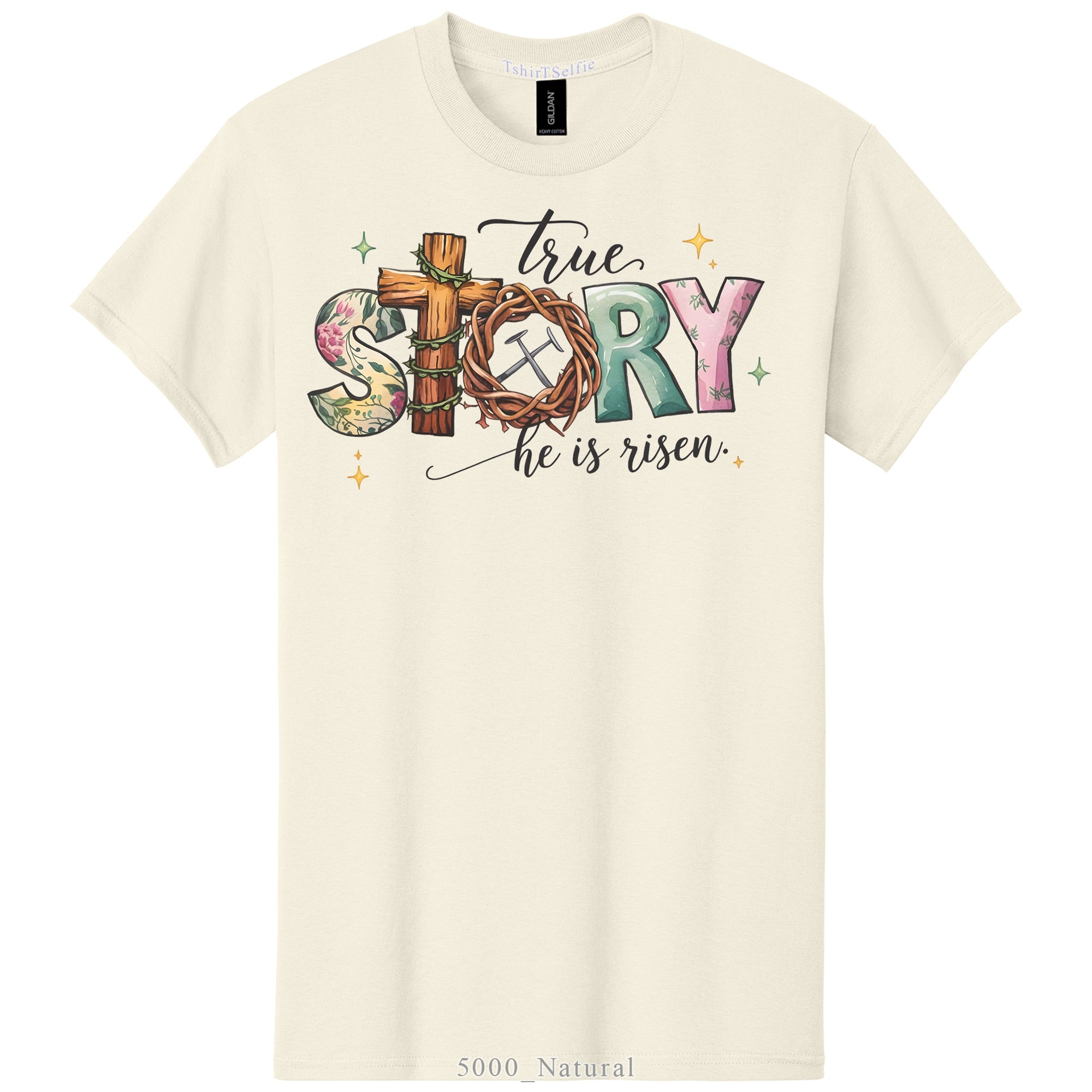 He Is Risen True Story Religious Easter DTF Printed T-Shirt