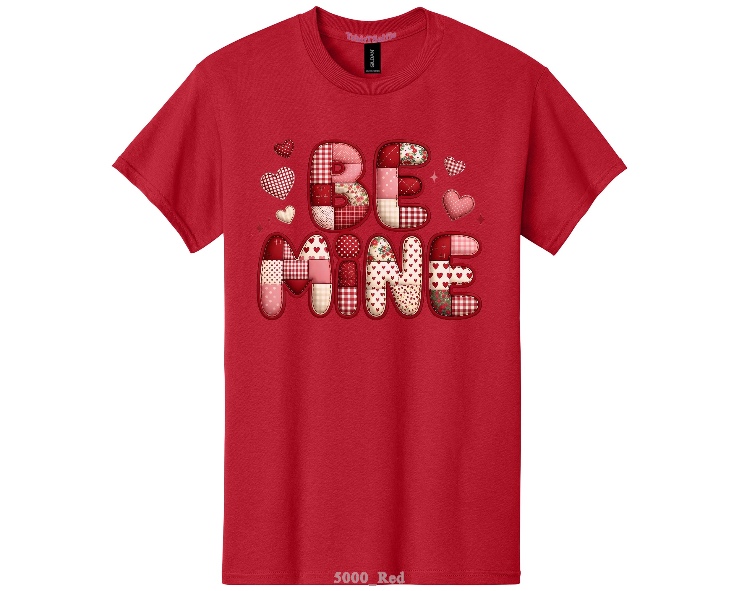 Be Mine Patchwork Heart Valentine’s Day T-Shirt - Retro Aesthetic Comfort Fit Graphic Tee